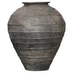 A Large Late 18Th C. Black Terracotta Portuguese Vessel
