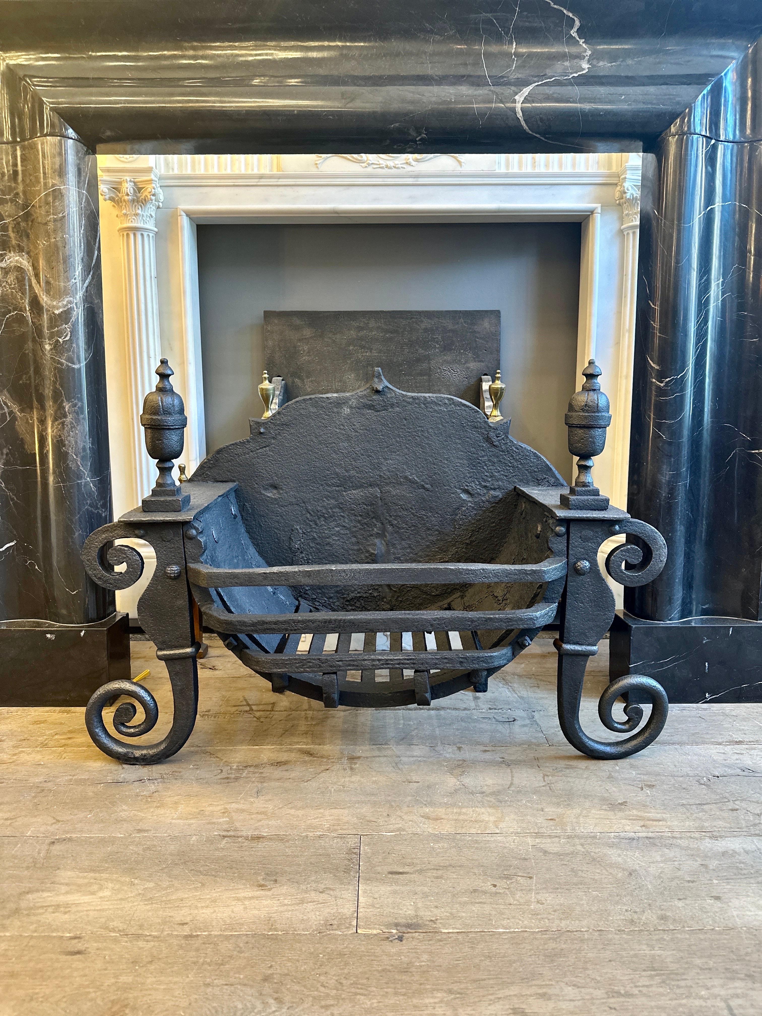 A Large late 18th Century English  Wrought Iron Fire Grate  For Sale 4