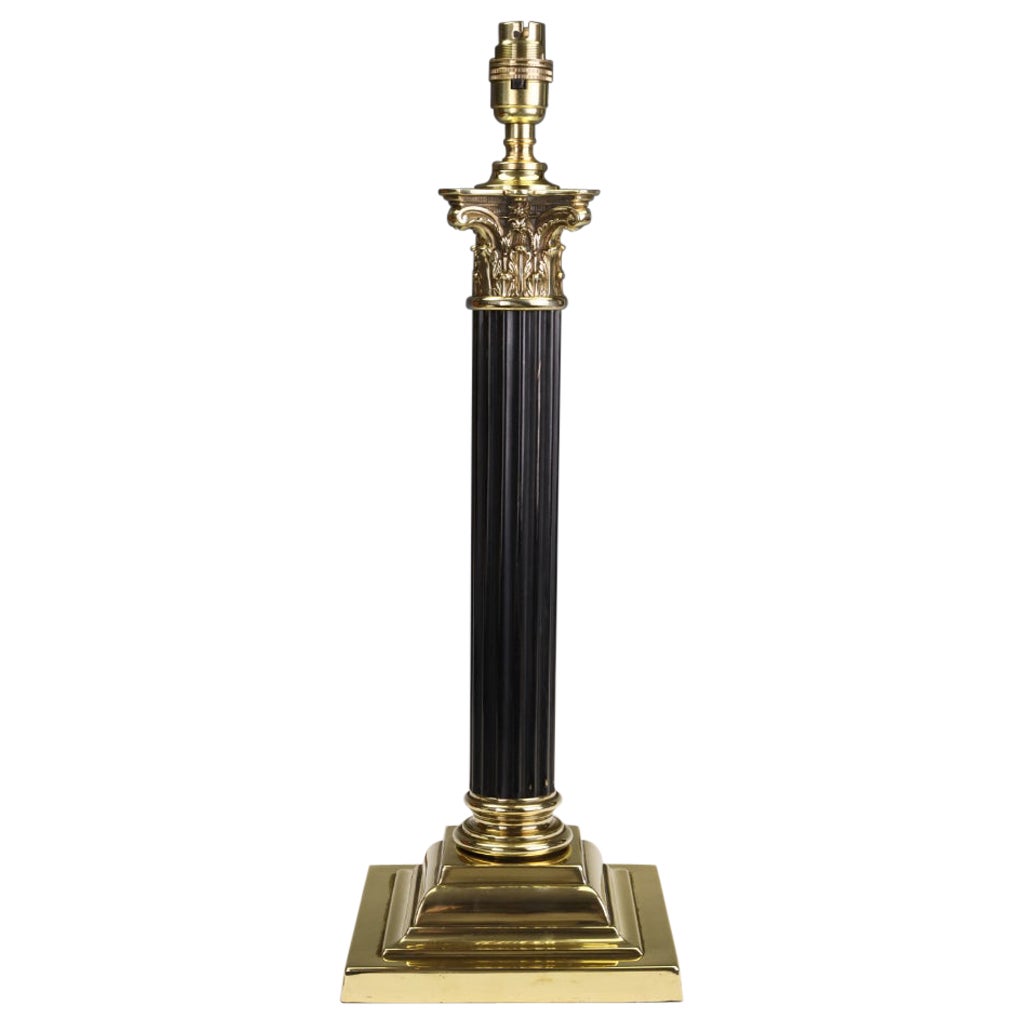 A Large Late 19th Century British Corinthian Column Table Lamp For Sale