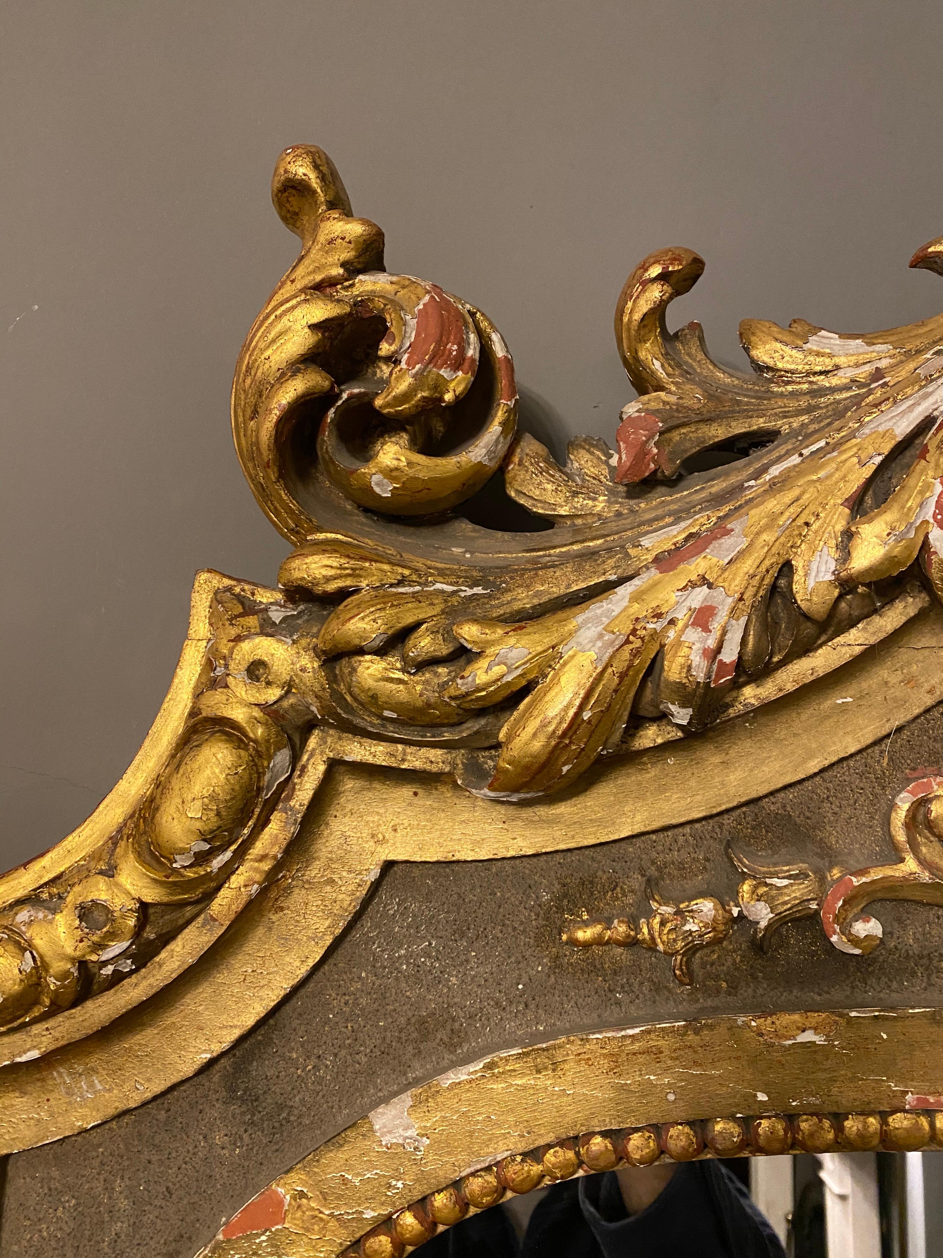 Grand miroir français de la fin du XIXe siècle, doré à l'or en vente 6