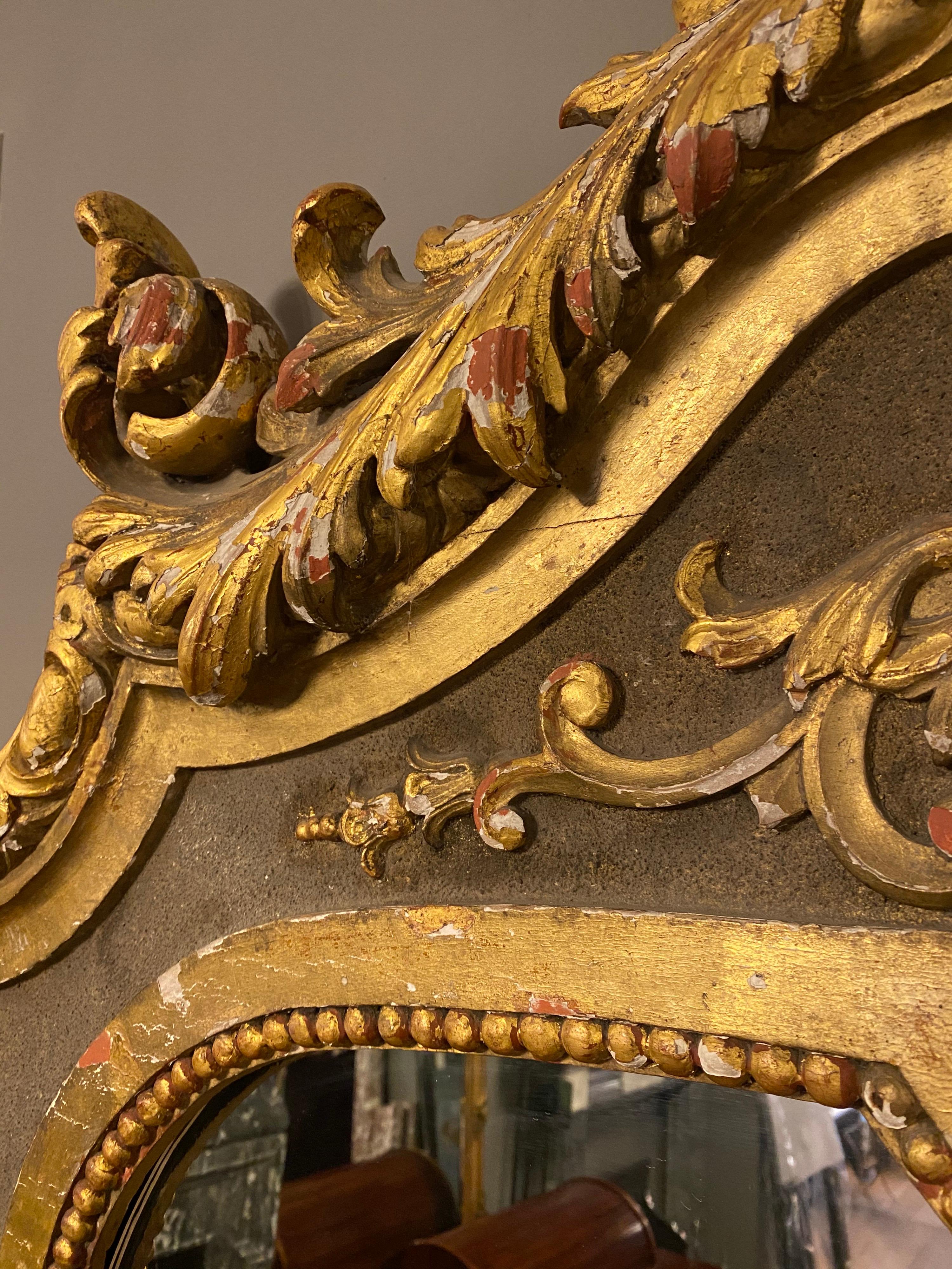 Grand miroir français de la fin du XIXe siècle, doré à l'or Bon état - En vente à London, GB