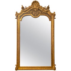 Grand miroir français de la fin du XIXe siècle, doré à l'or