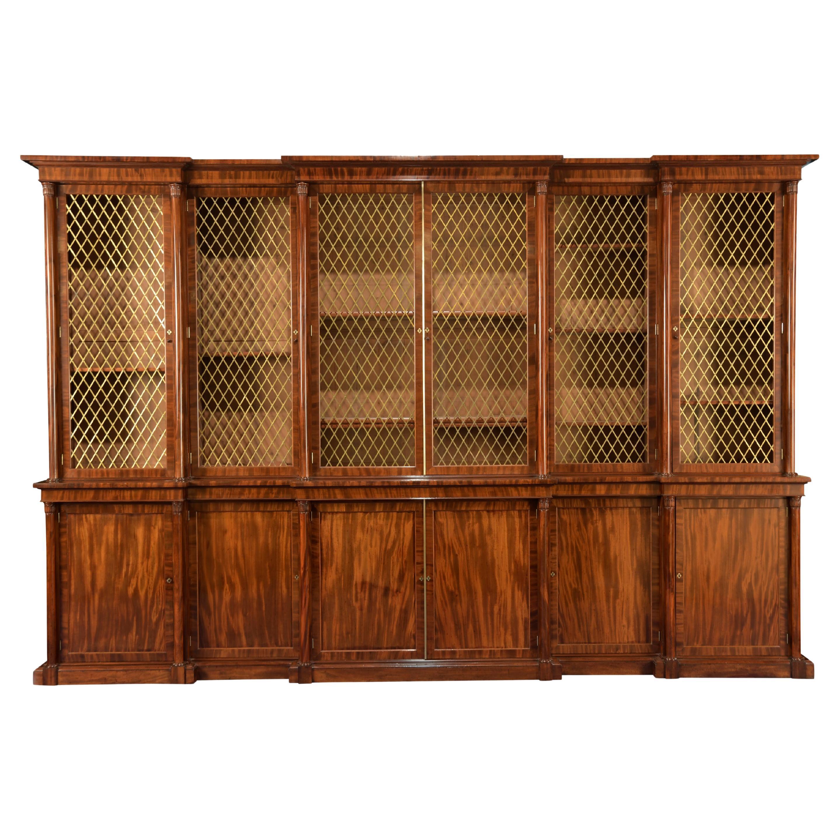 Large Late Regency Six Door Mahogany Bookcase Attributed to Gillows For Sale