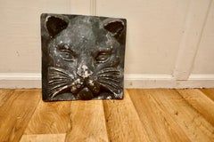 Large Lead Tile, the Face of a Black Cat