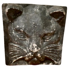Large Lead Tile, the Face of a Black Cat
