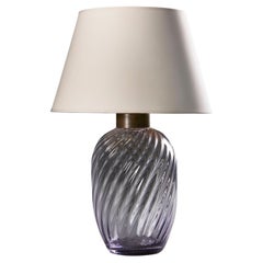 A Large Lilac Murano Glass Spiral Table Lamp