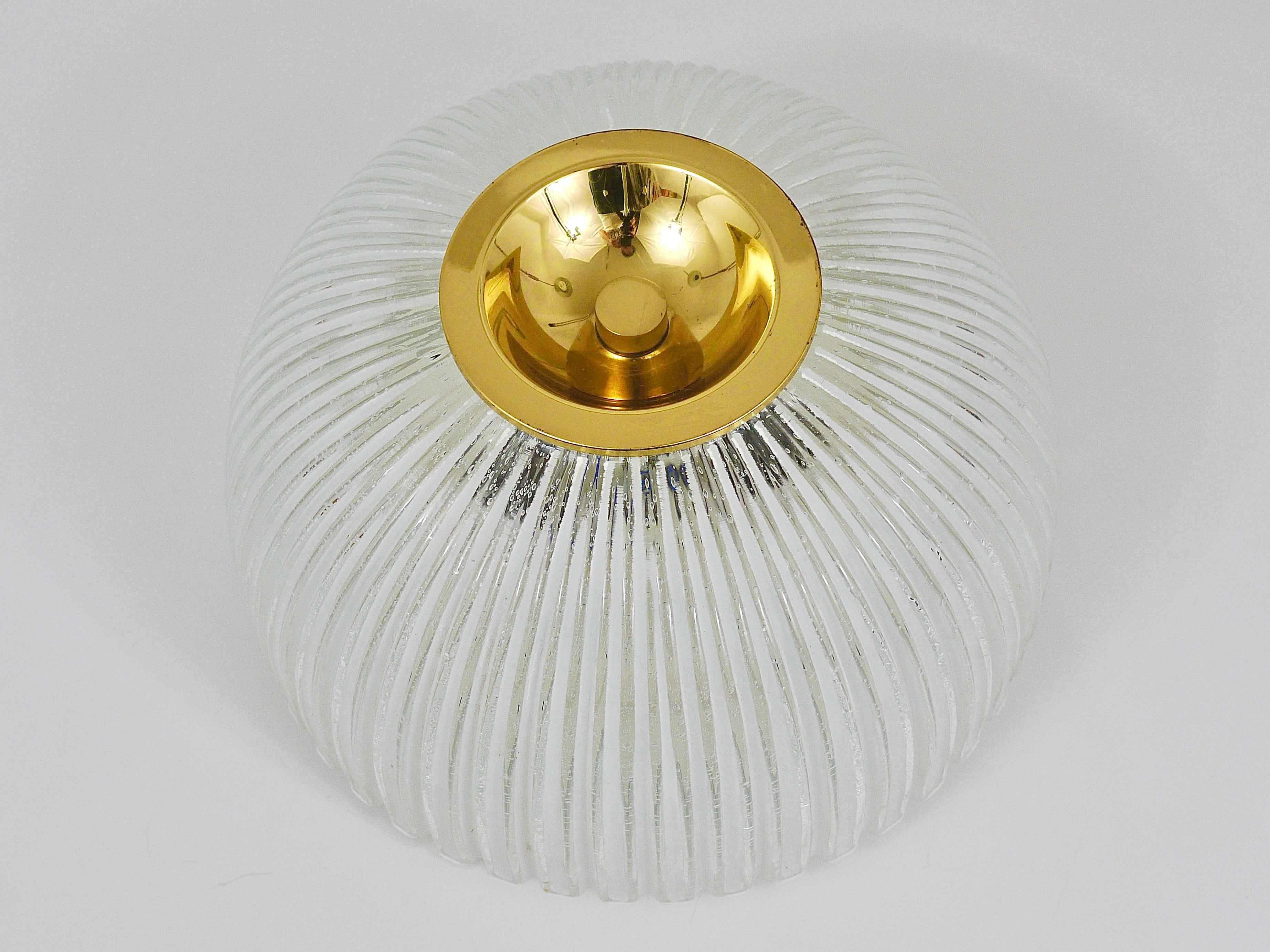 Large Limburg Striped Bubble Glass and Brass Flushmount, Germany, 1970s For Sale 8