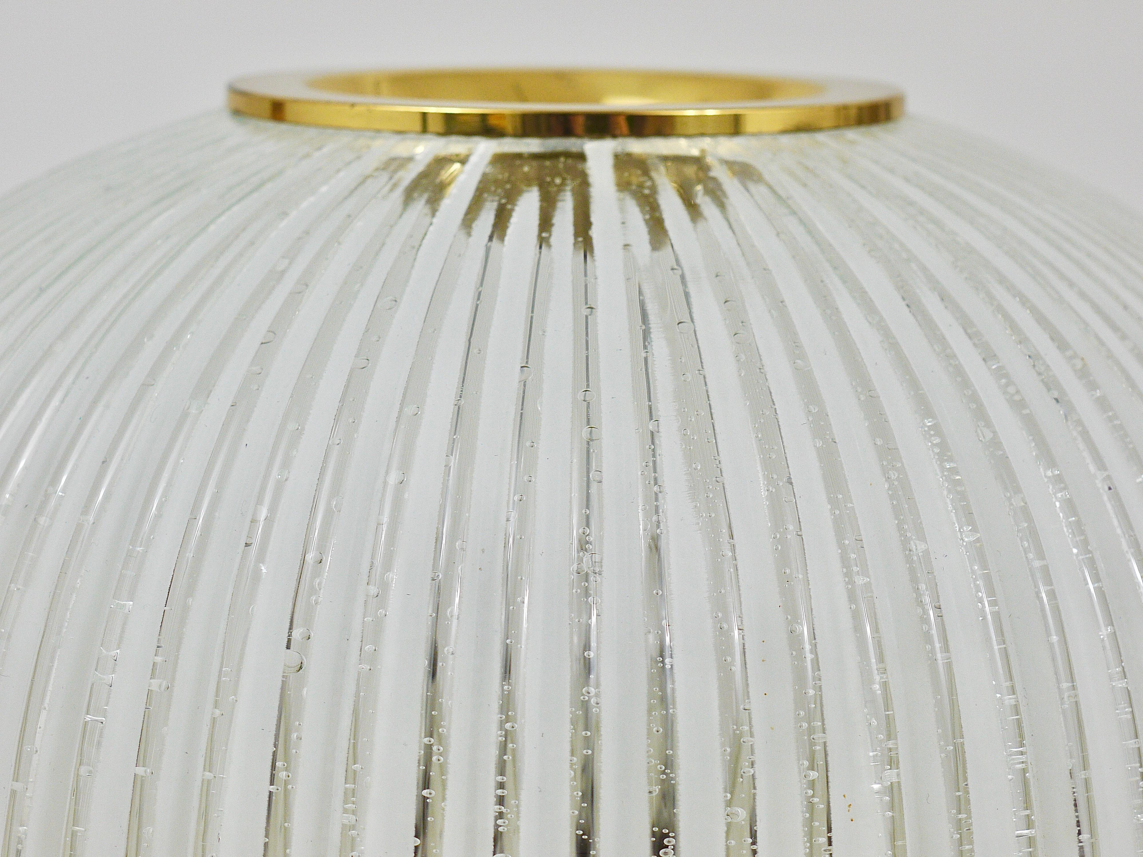 Large Limburg Striped Bubble Glass and Brass Flushmount, Germany, 1970s For Sale 11