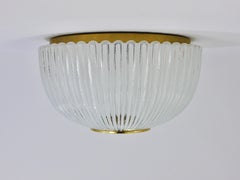 Große Einbau-Deckenleuchte aus gestreiftem Glas und Messing aus Limburg, Deutschland, 1970er Jahre