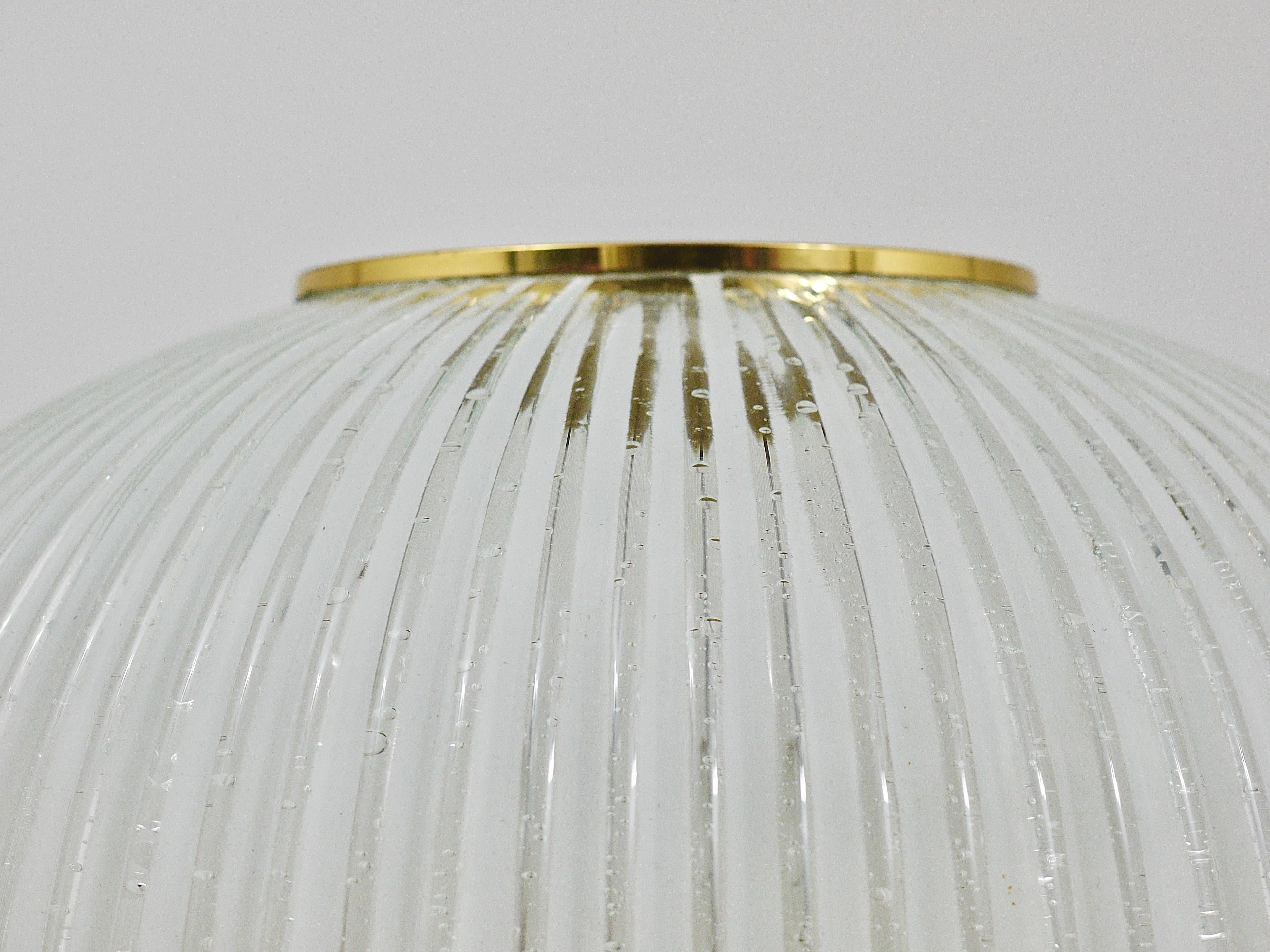 Large Limburg Striped Bubble Glass and Brass Flushmount, Germany, 1970s For Sale 2