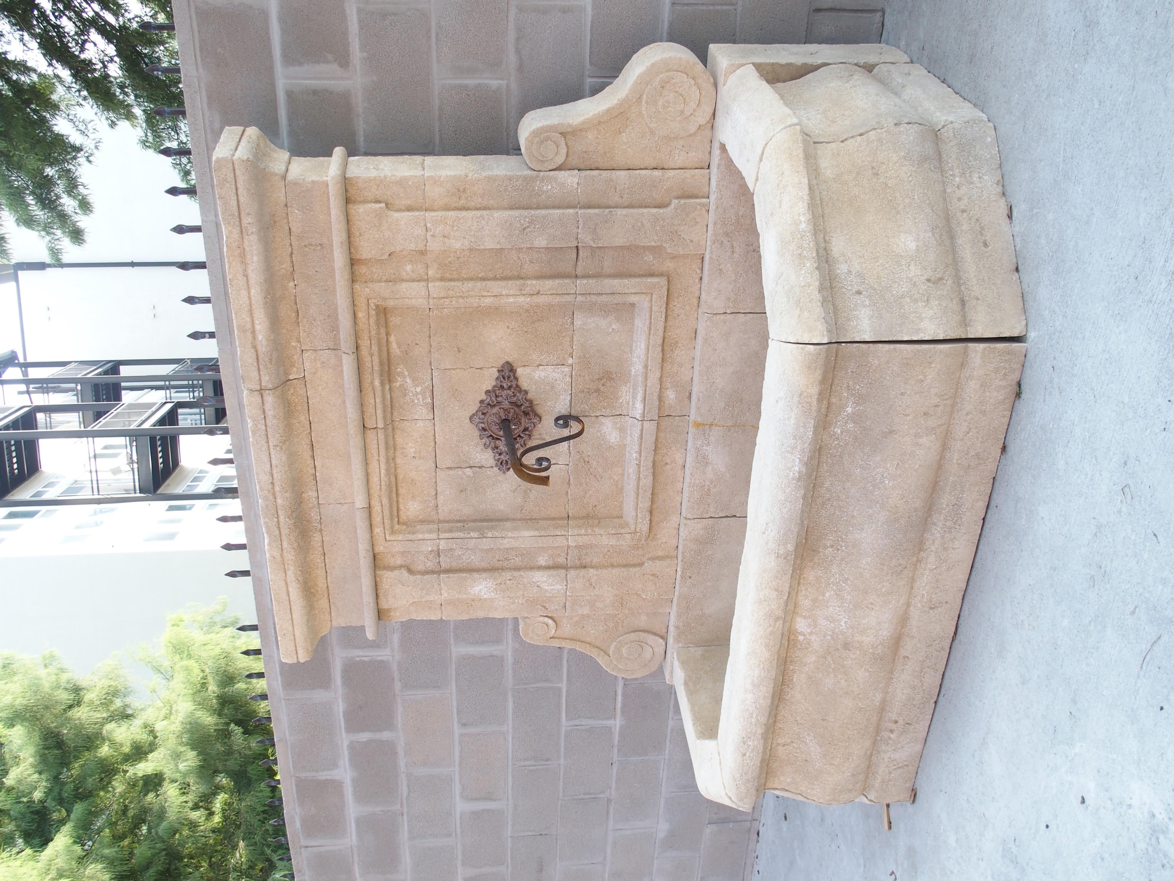 French Large Limestone Wall Fountain from The Vaucluse, Provence France