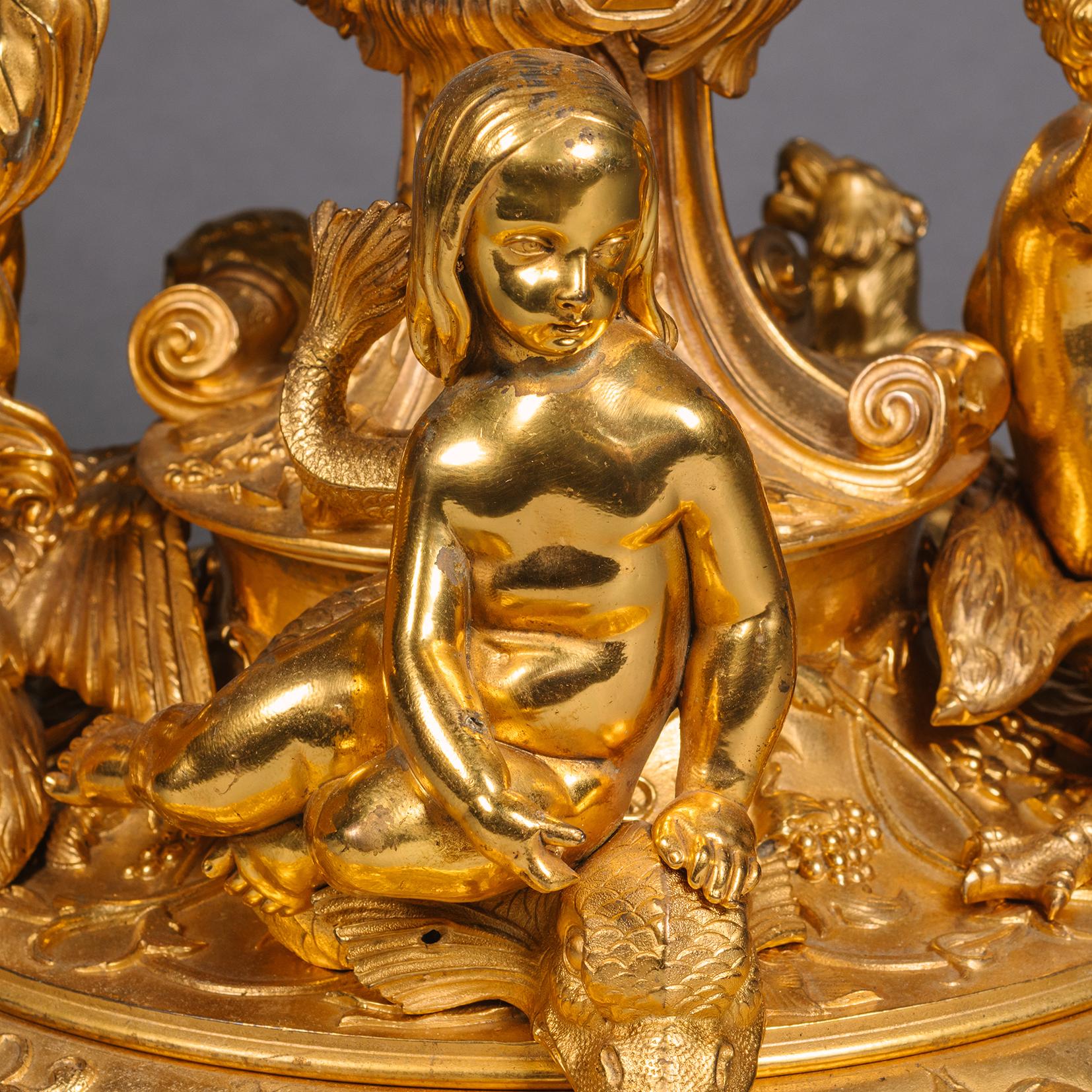 19th Century A Large Louis Philippe Period Gilt-Bronze Table Centrepiece For Sale