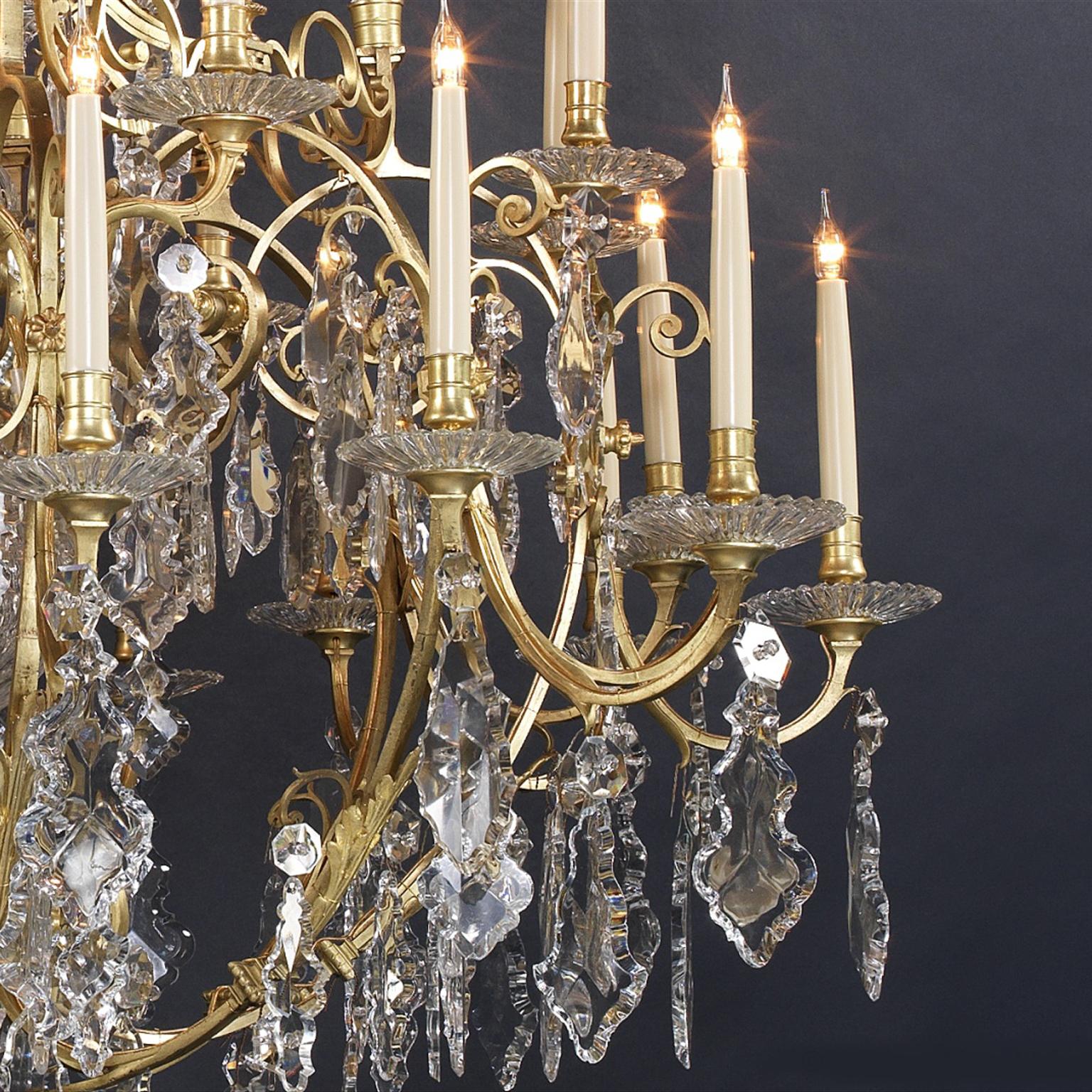 Large Louis XV Style Cut-Glass Thirty-Light Cage Chandelier, circa 1870 In Good Condition For Sale In Brighton, West Sussex