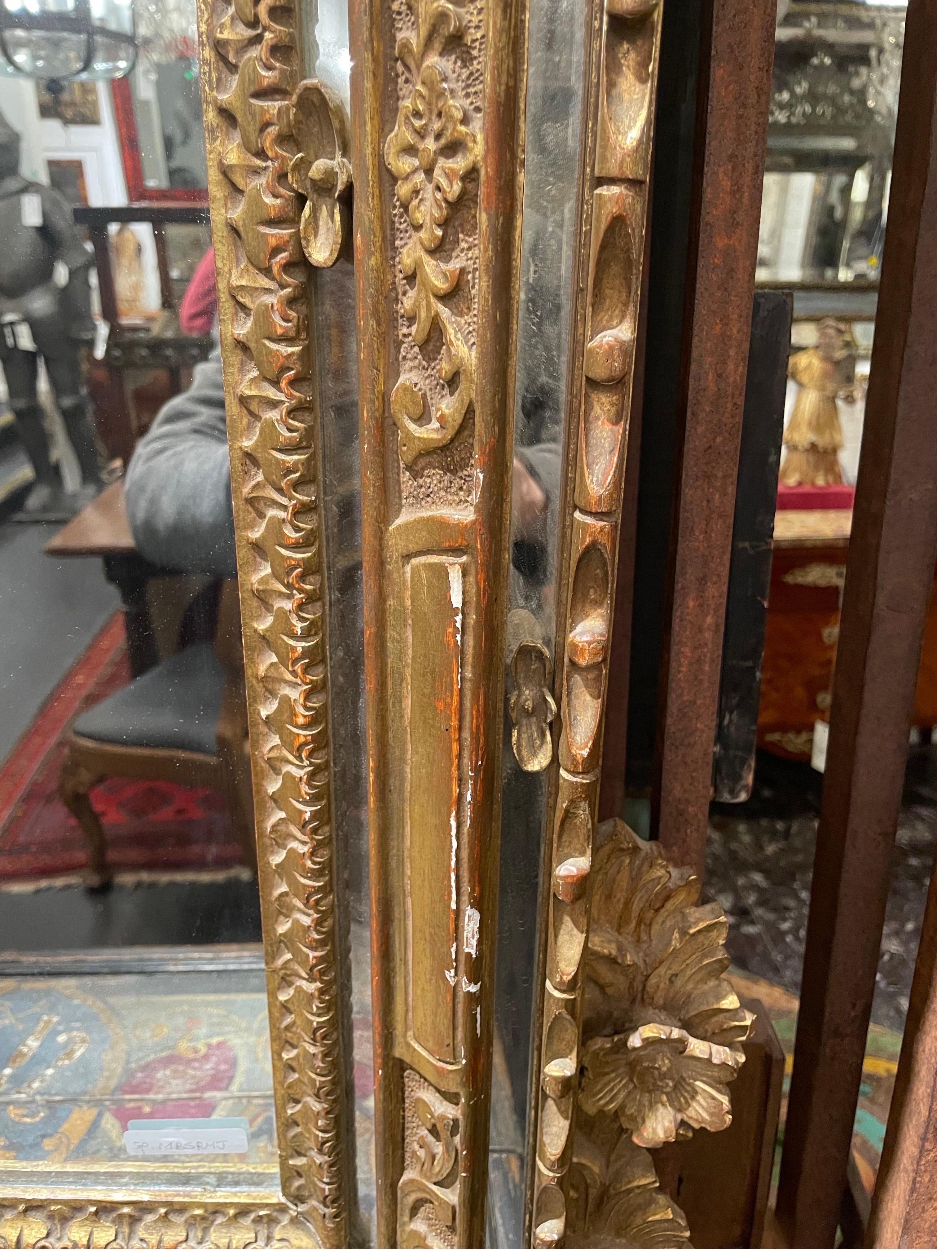 Bois de feuillus Grand miroir de cheminée de style Louis XV, français, 19ème siècle en vente