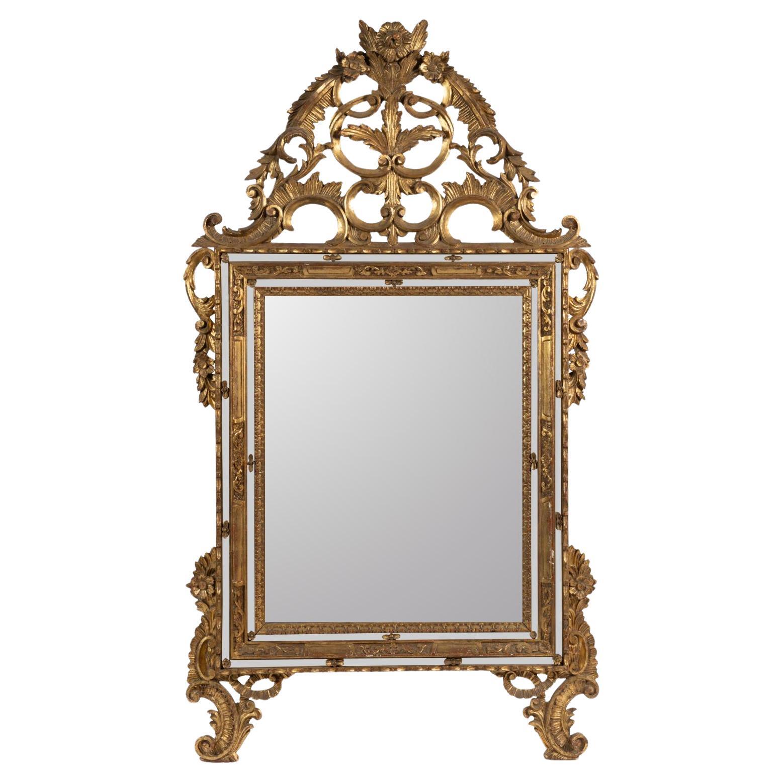 Grand miroir de cheminée de style Louis XV, français, 19ème siècle