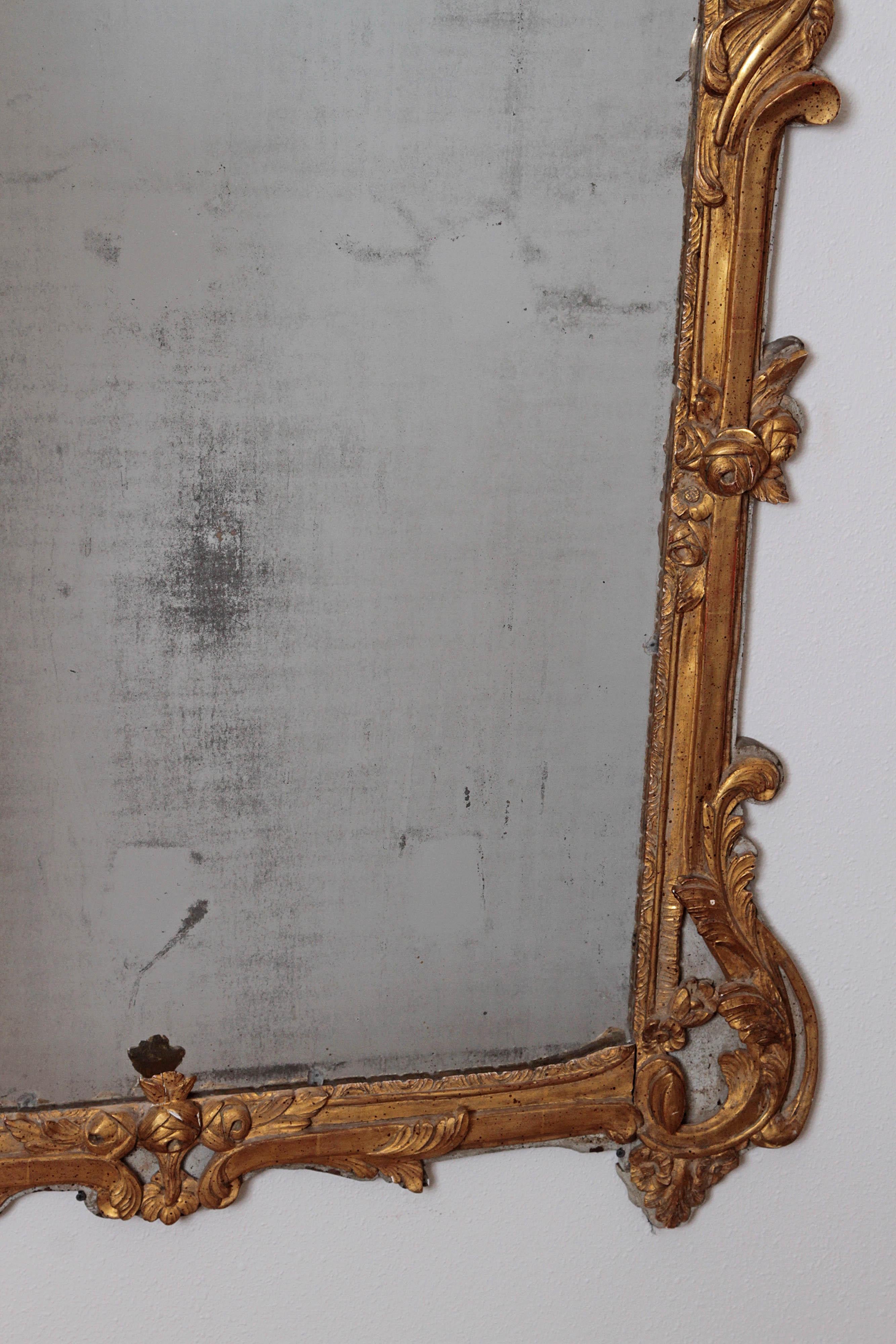 Large Louis XV Style Painted and Gilded Mirror 3