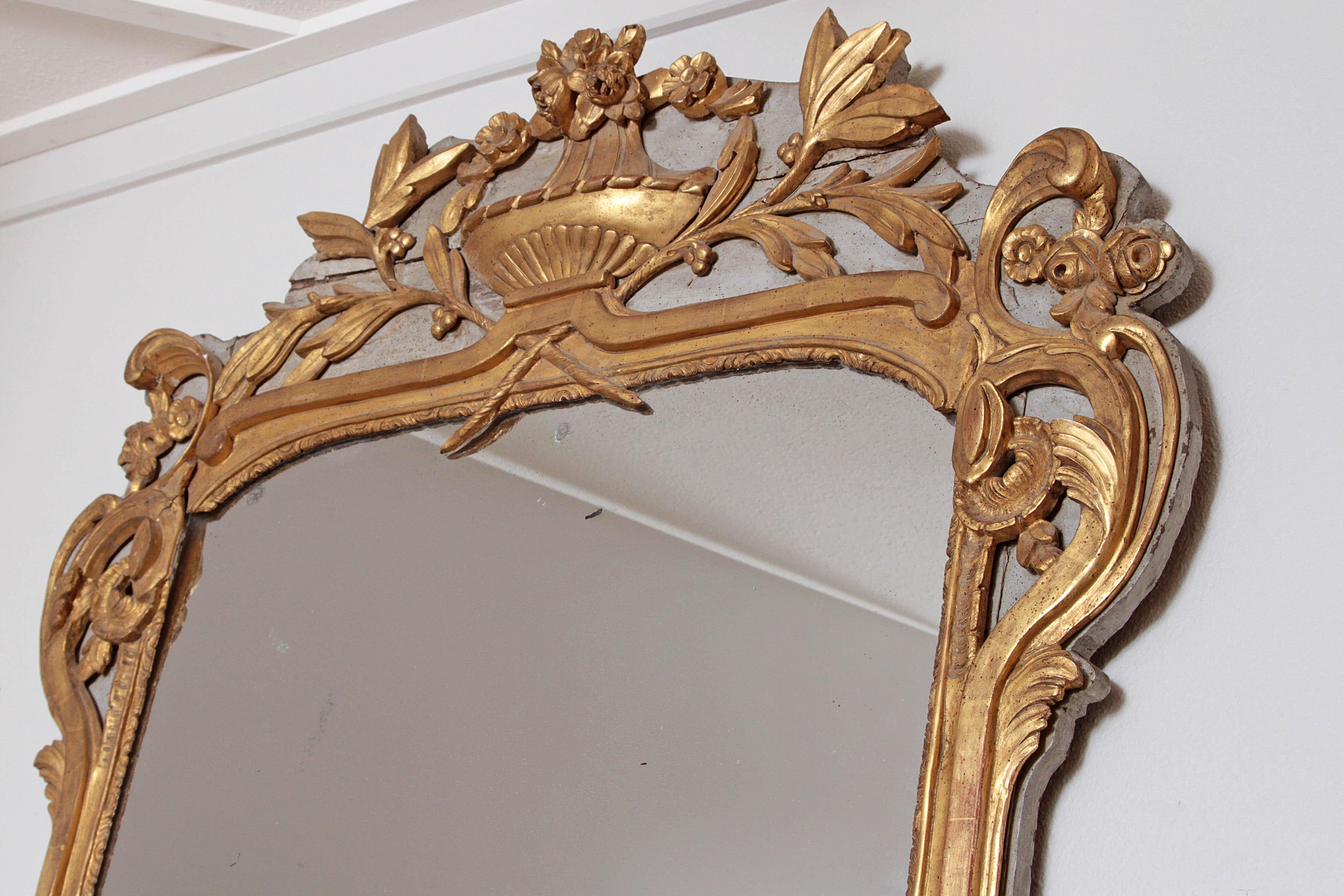Large Louis XV Style Painted and Gilded Mirror 6