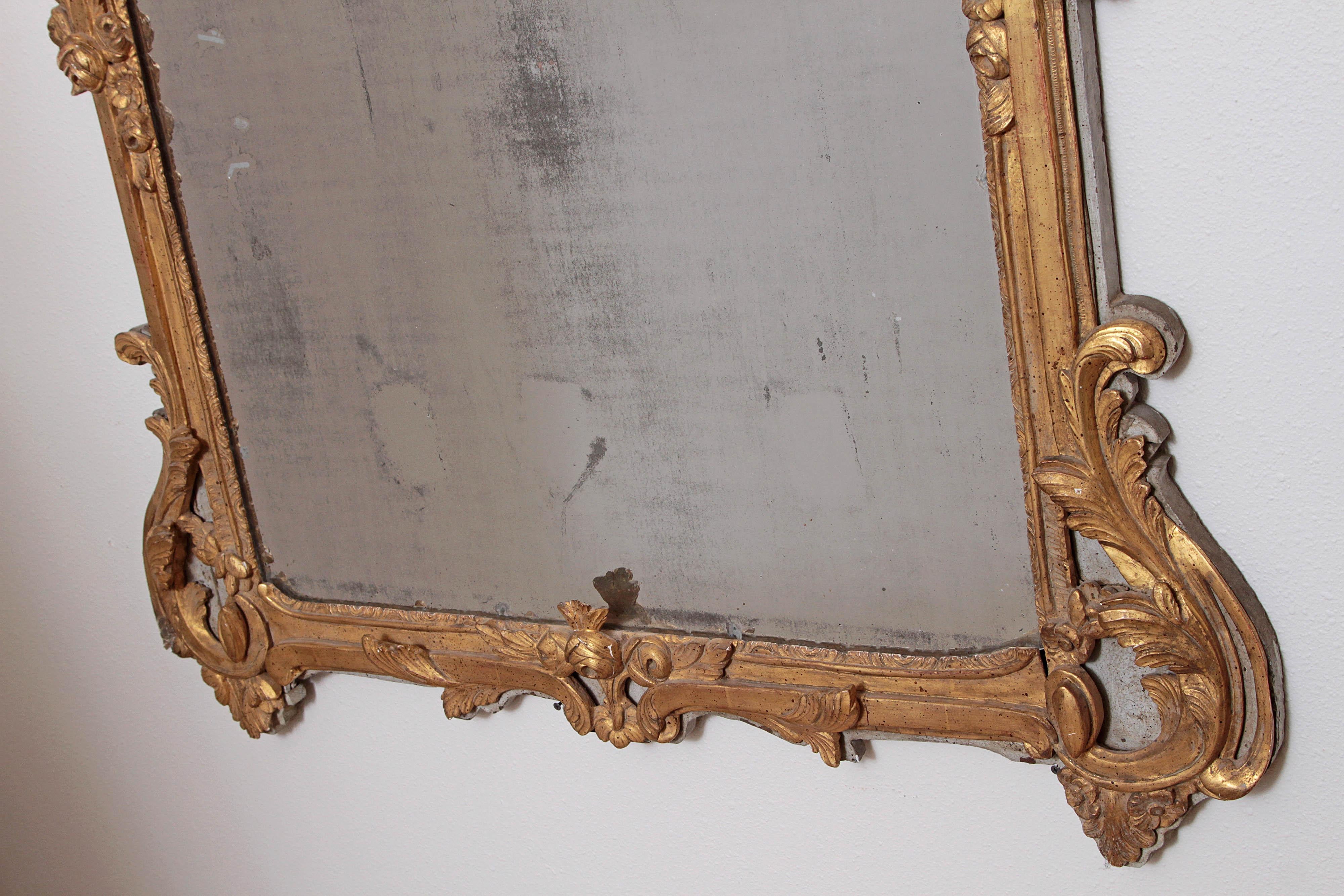 Large Louis XV Style Painted and Gilded Mirror 9
