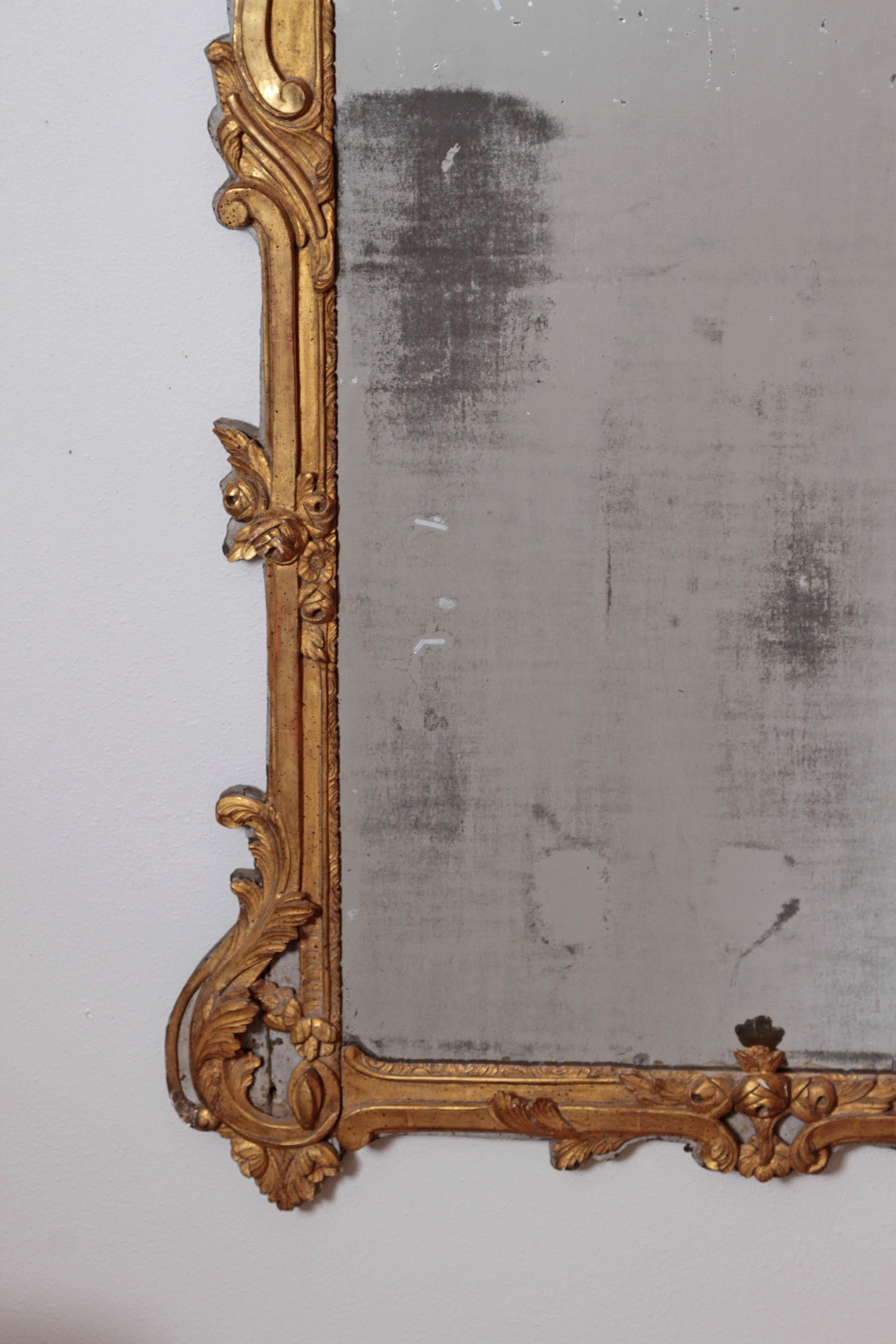 French Large Louis XV Style Painted and Gilded Mirror