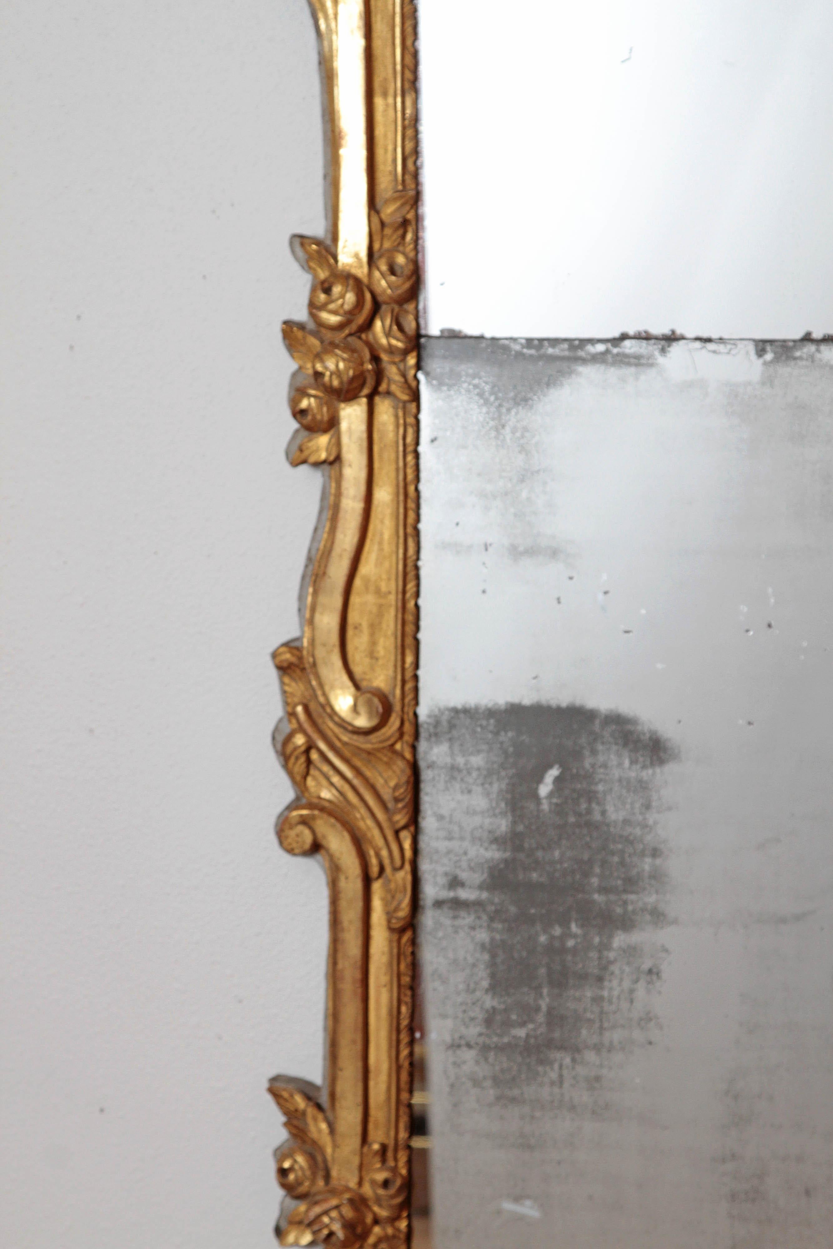 Giltwood Large Louis XV Style Painted and Gilded Mirror