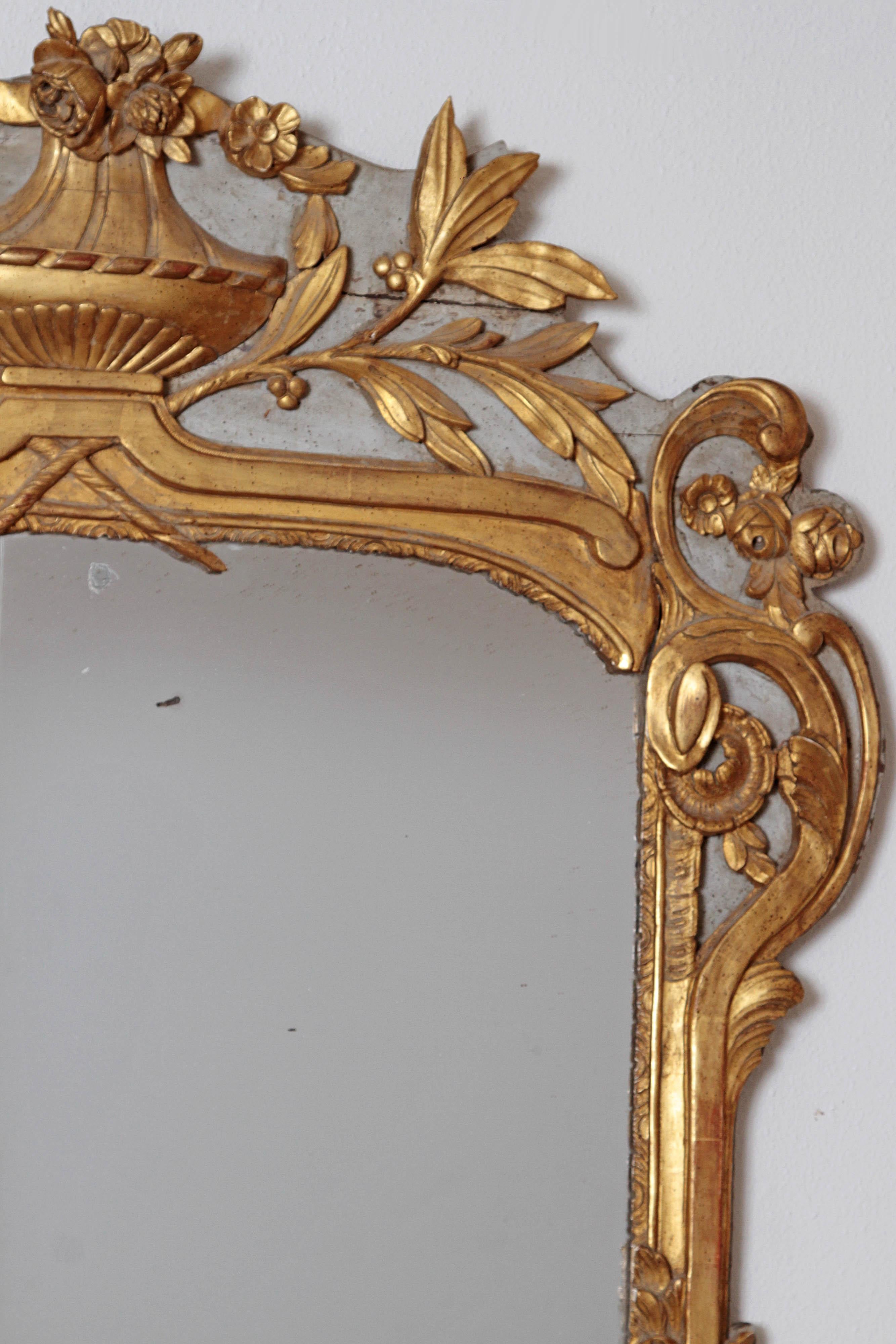 Large Louis XV Style Painted and Gilded Mirror 1