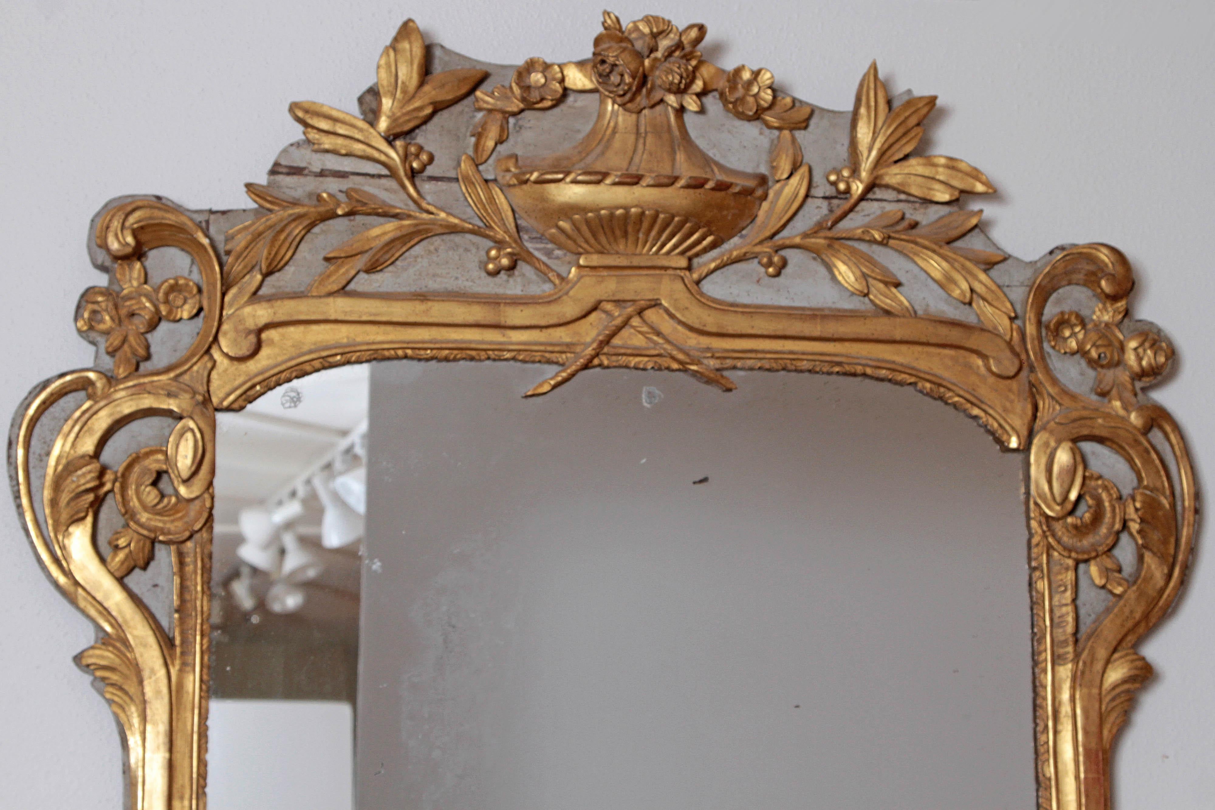 Large Louis XV Style Painted and Gilded Mirror 2