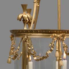 Large Louis XVI Style Gilt Bronze Lantern, Four Lights, France, 1880