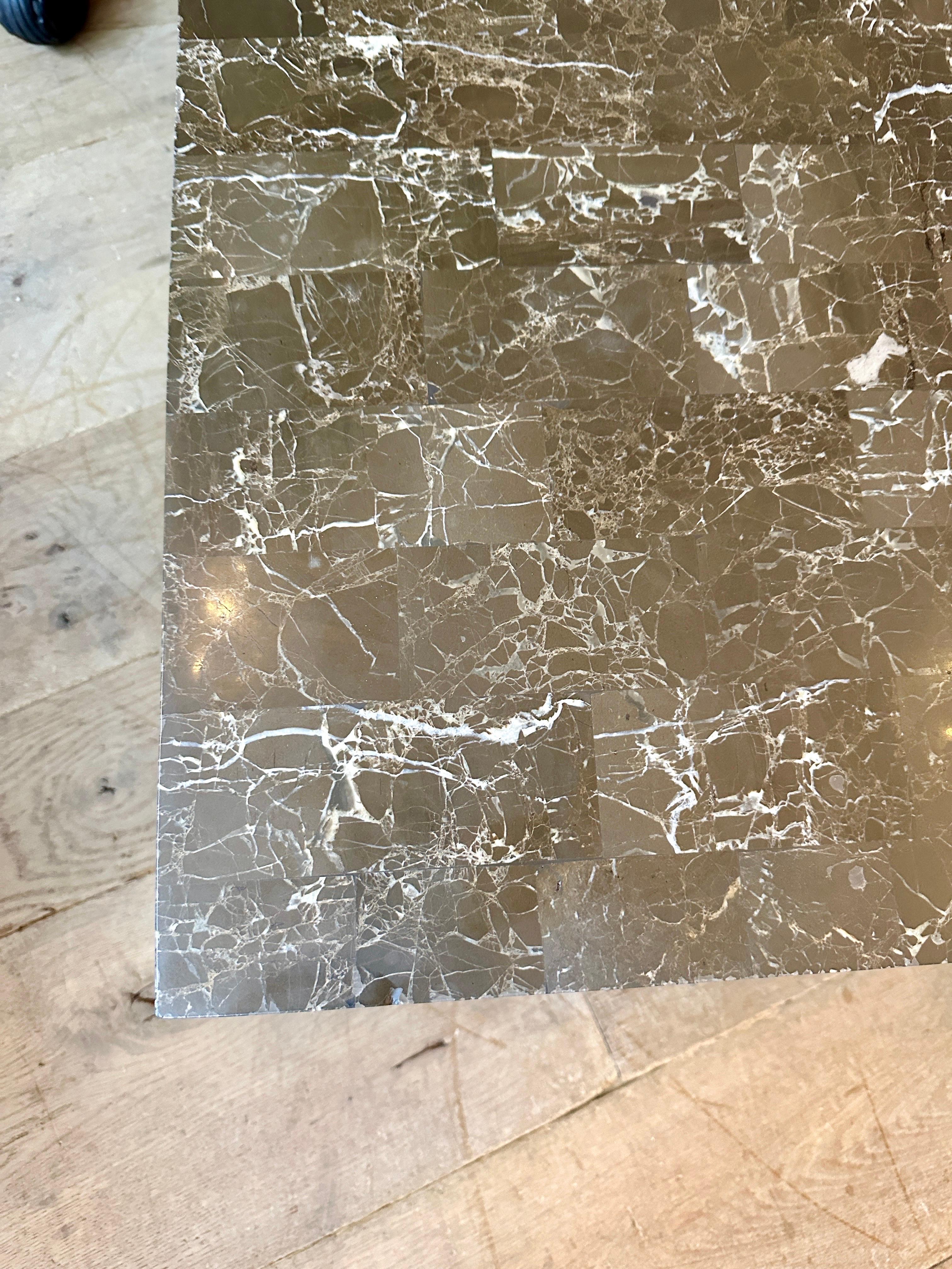A Large Low Coffee Table In Grey Tessellated Marble By Maitland Smith In Good Condition For Sale In London, GB