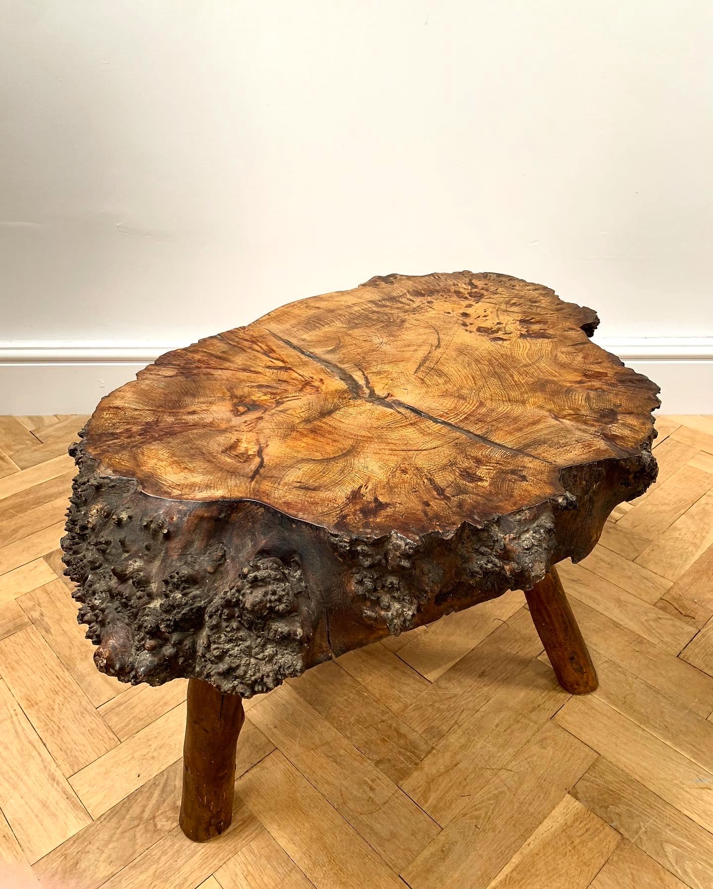 French A Large Low Root Tripod Table  For Sale