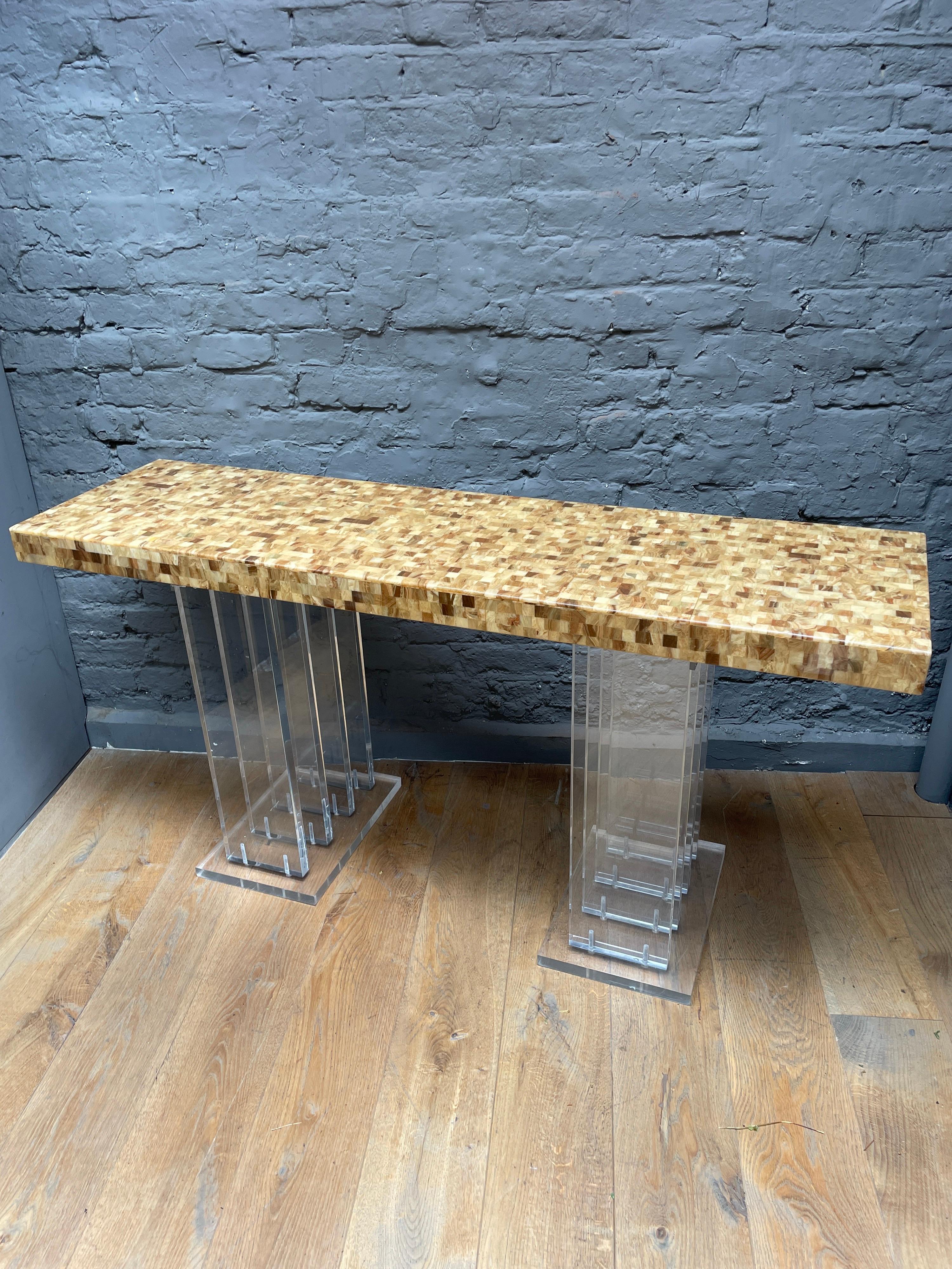 Large Lucite and Epoxy Console Table For Sale 4