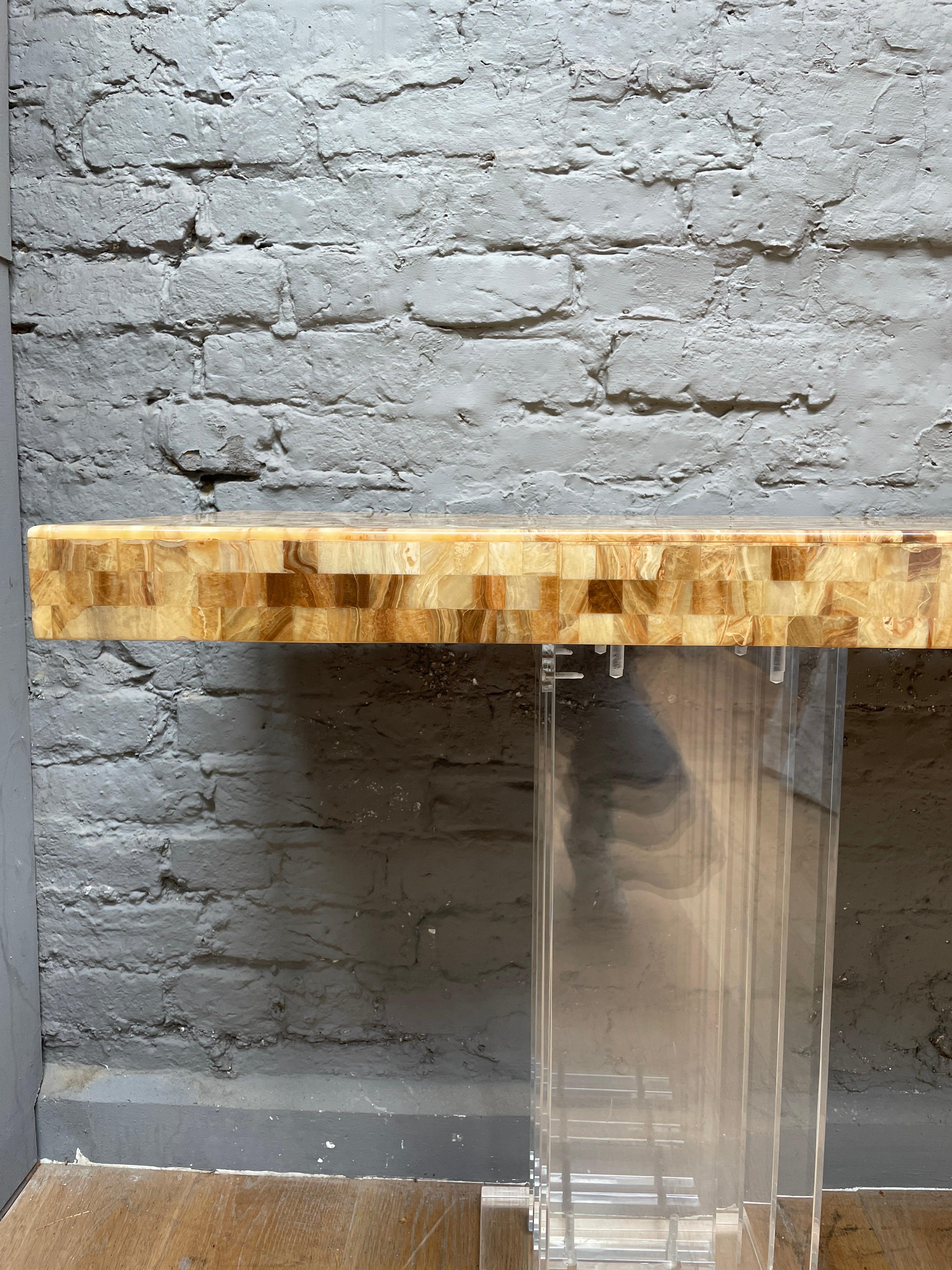 Modern Large Lucite and Epoxy Console Table For Sale