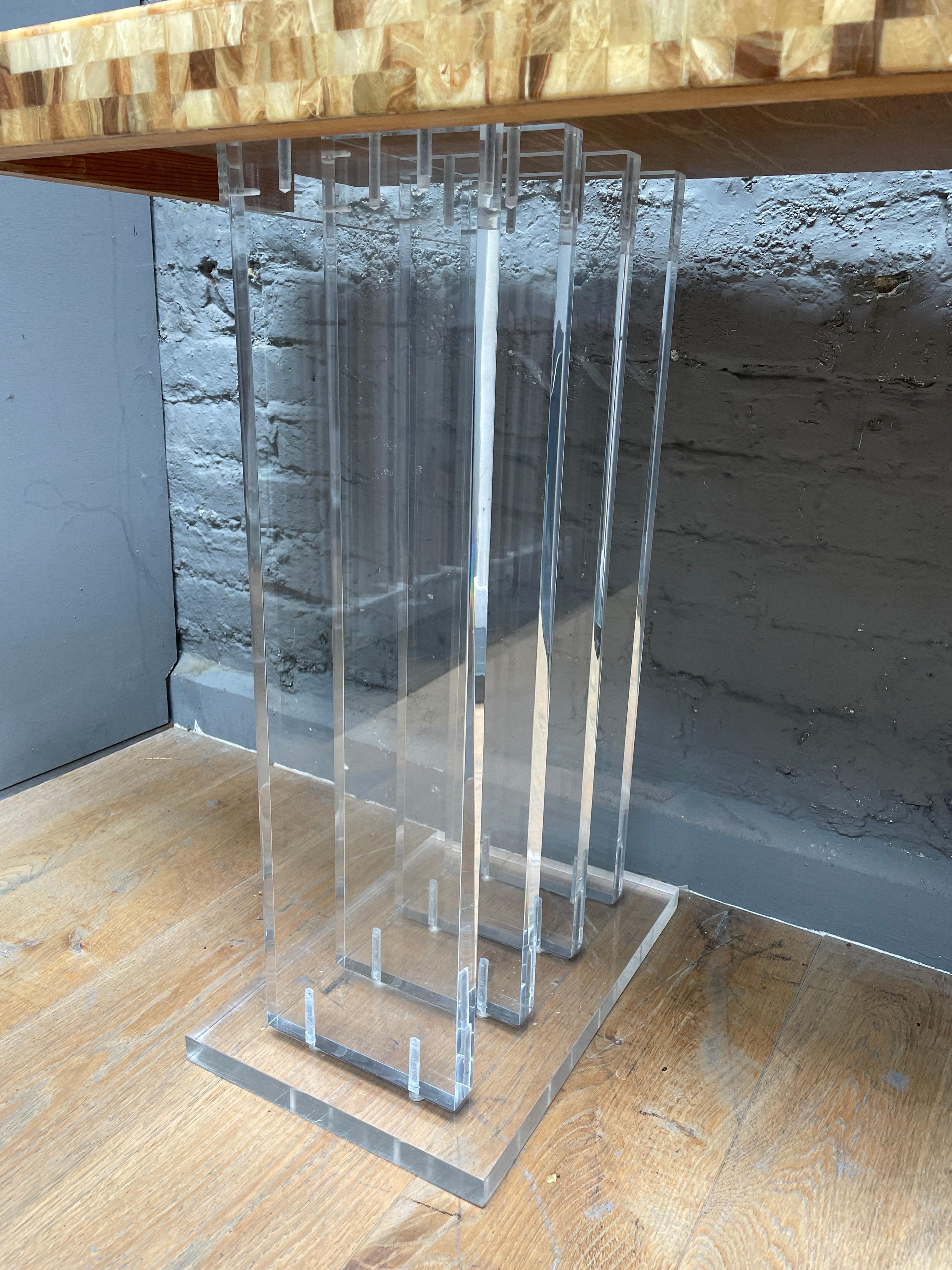 20th Century Large Lucite and Epoxy Console Table For Sale
