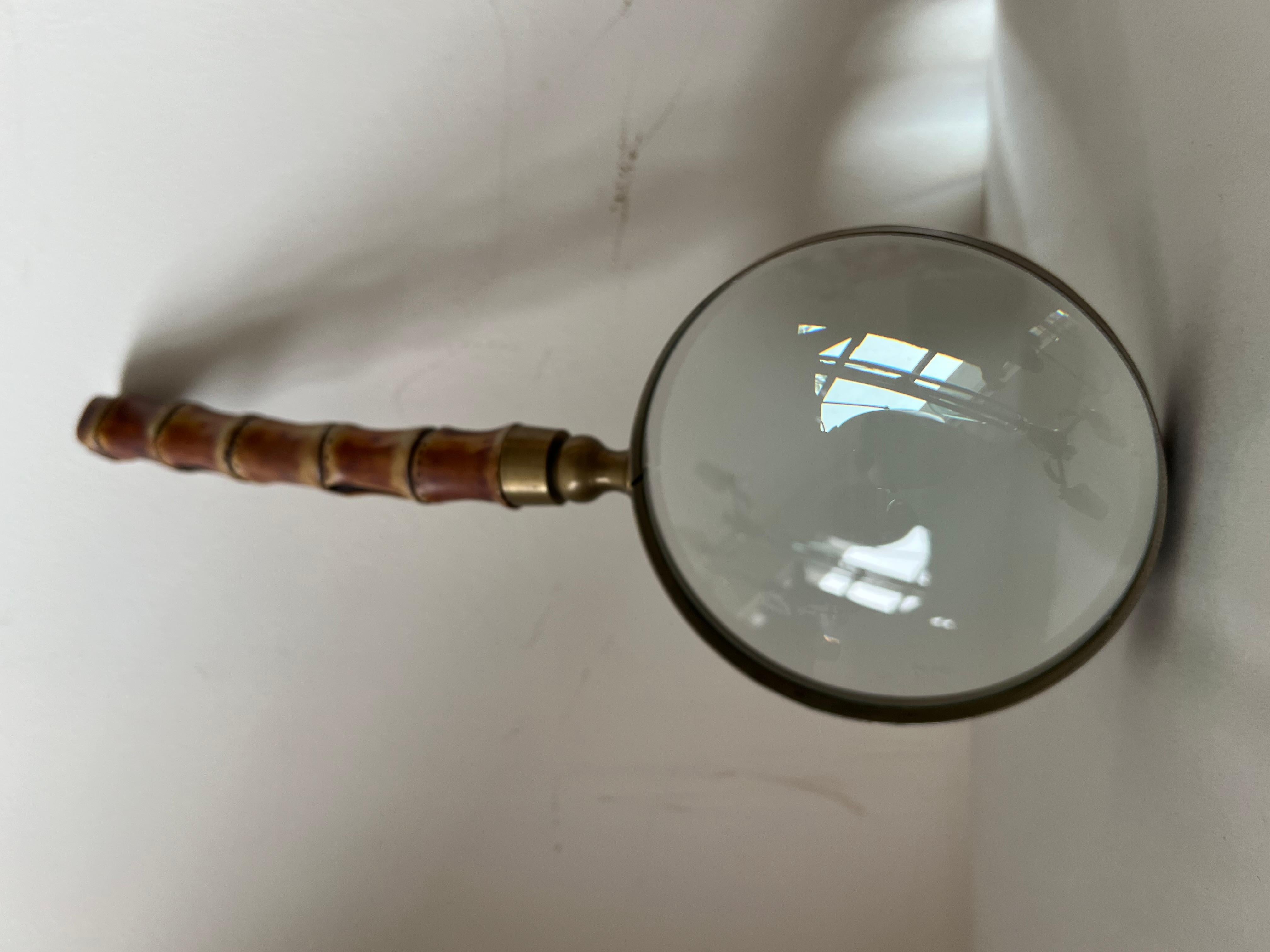 A Large Magnifying  Glass With Bamboo Handle 1
