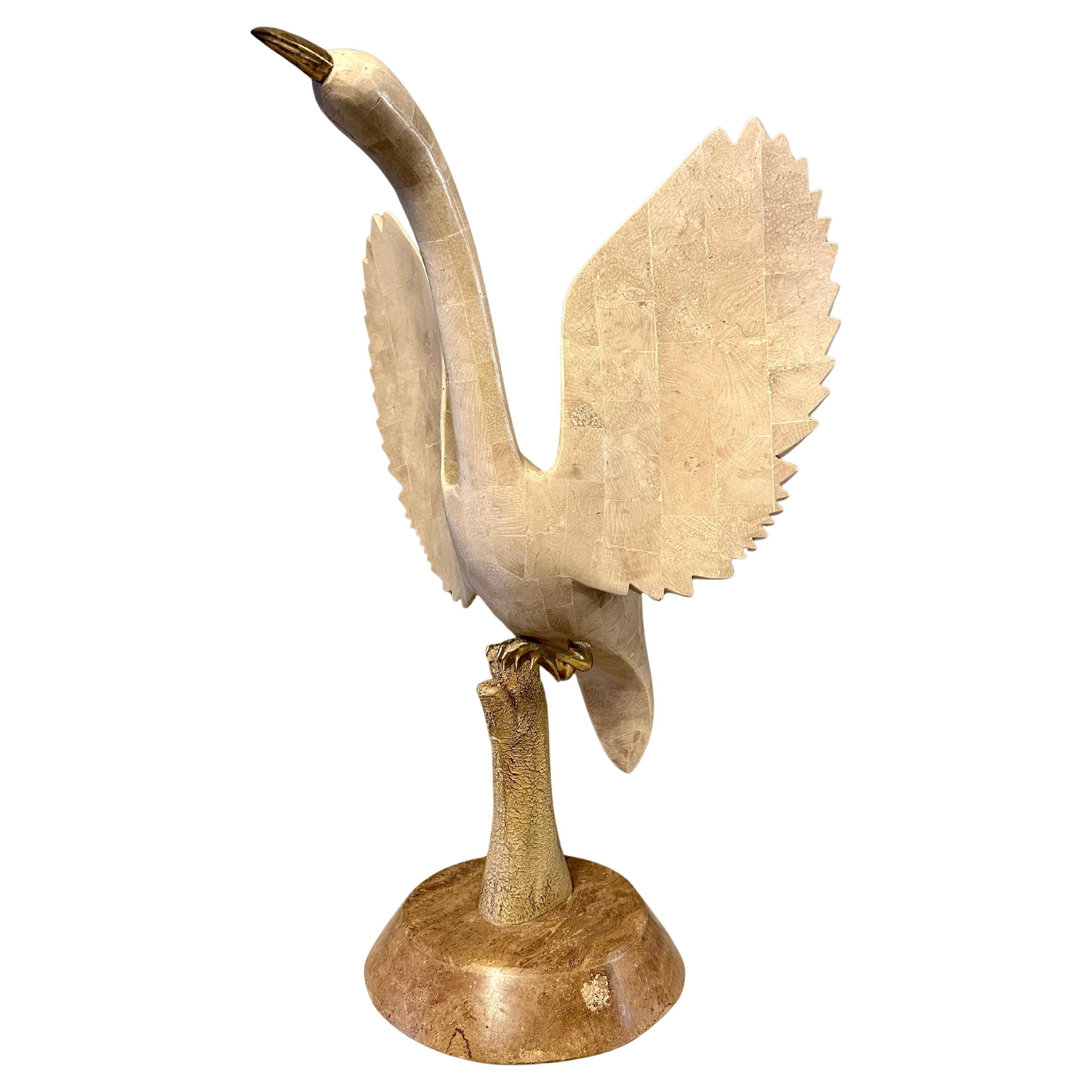 A Large Maitland Smith Marble Bird Sculpture