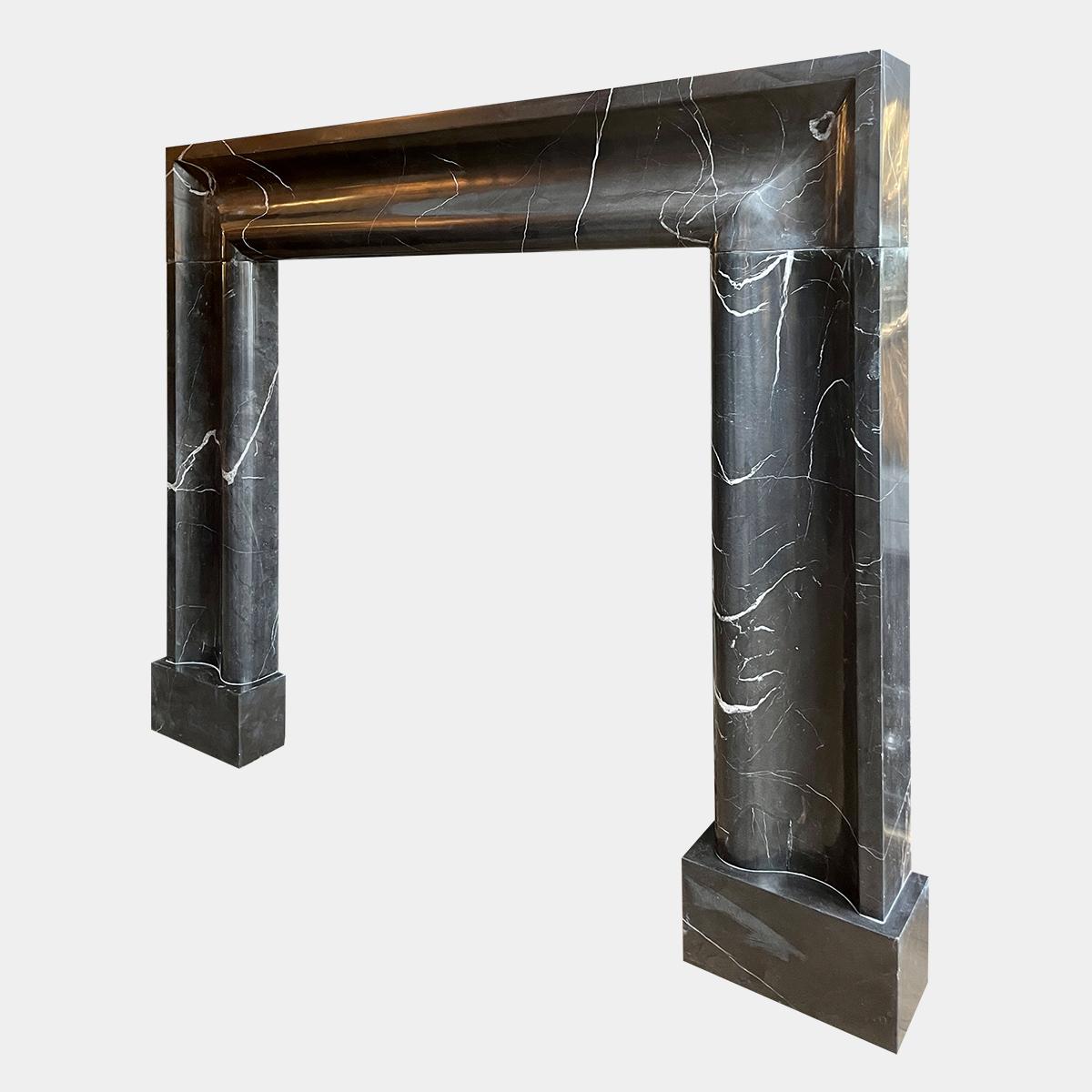 Queen Anne Large Marble Bolection Fireplace Mantel in Nero Marquina