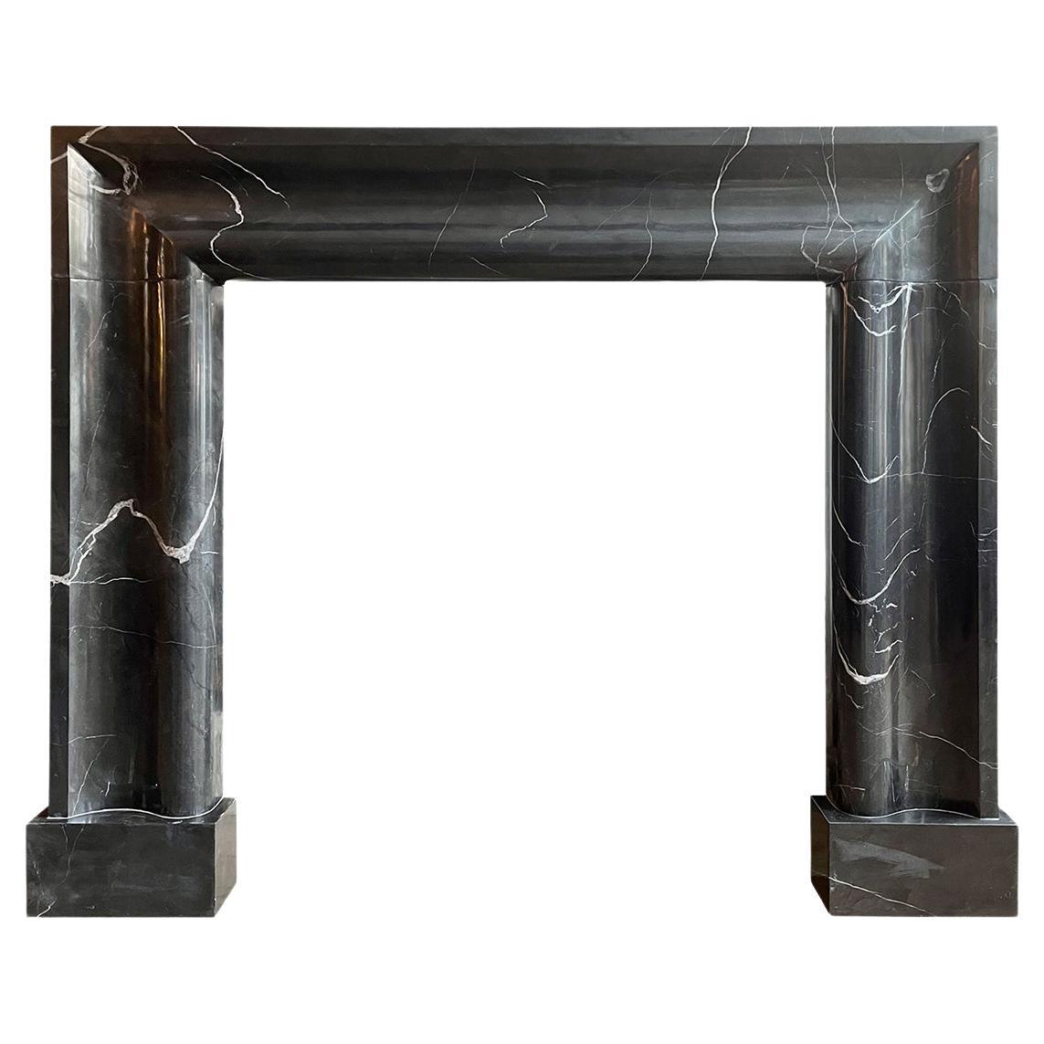 Large Marble Bolection Fireplace Mantel in Nero Marquina