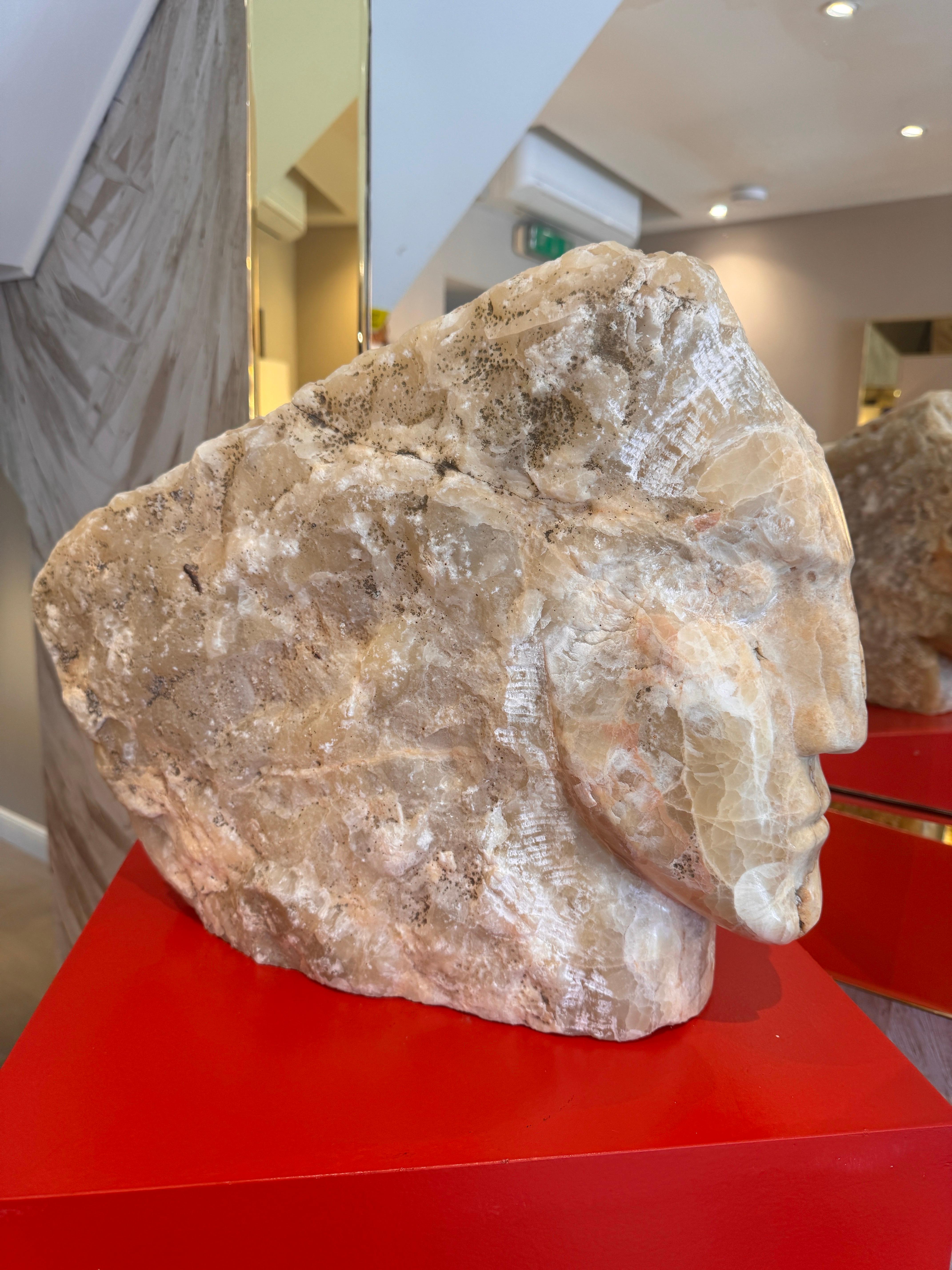 Italian A large marble head sculpture in the style of Emily Young For Sale