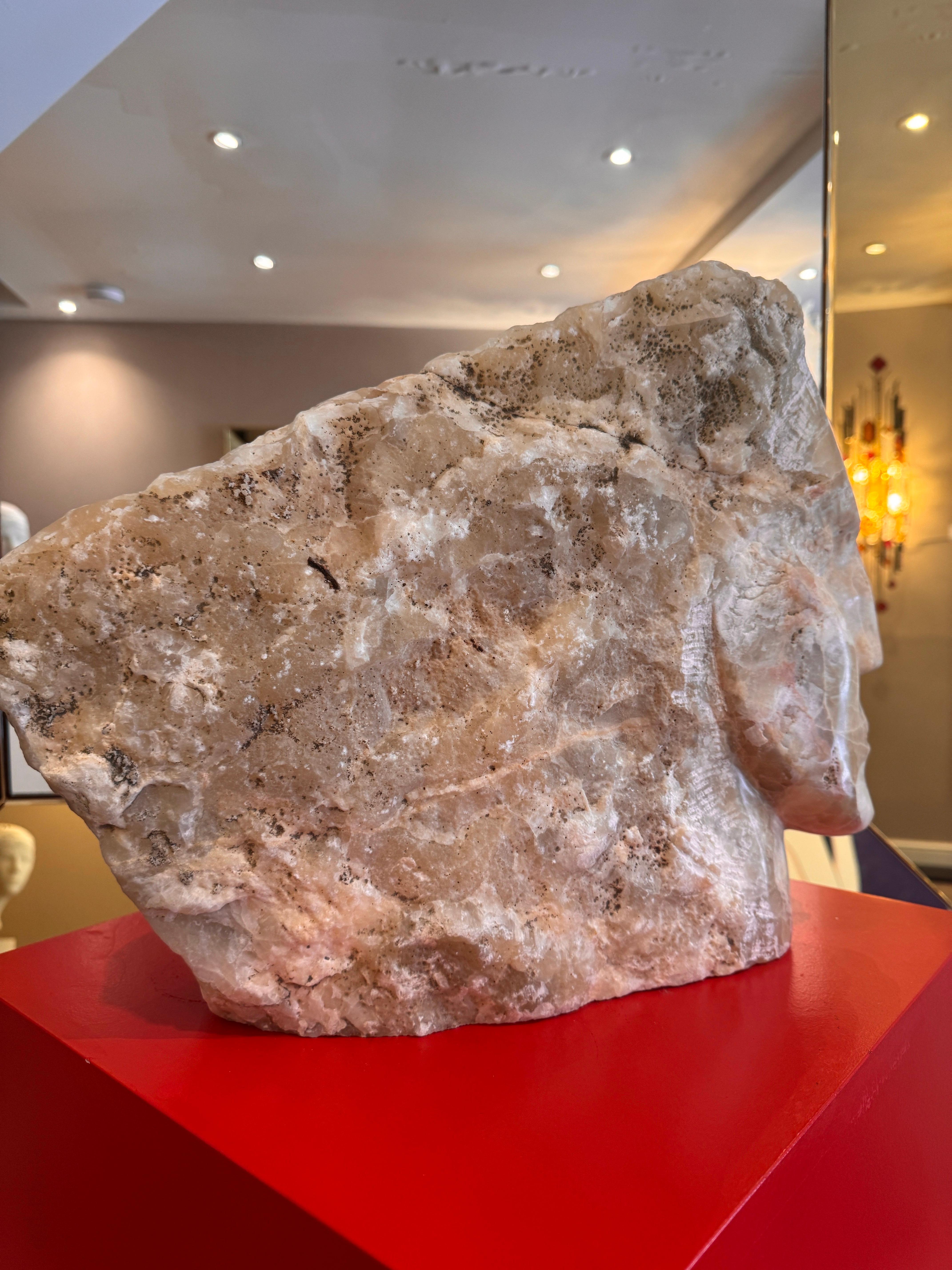 A large marble head sculpture in the style of Emily Young In Good Condition For Sale In London, GB