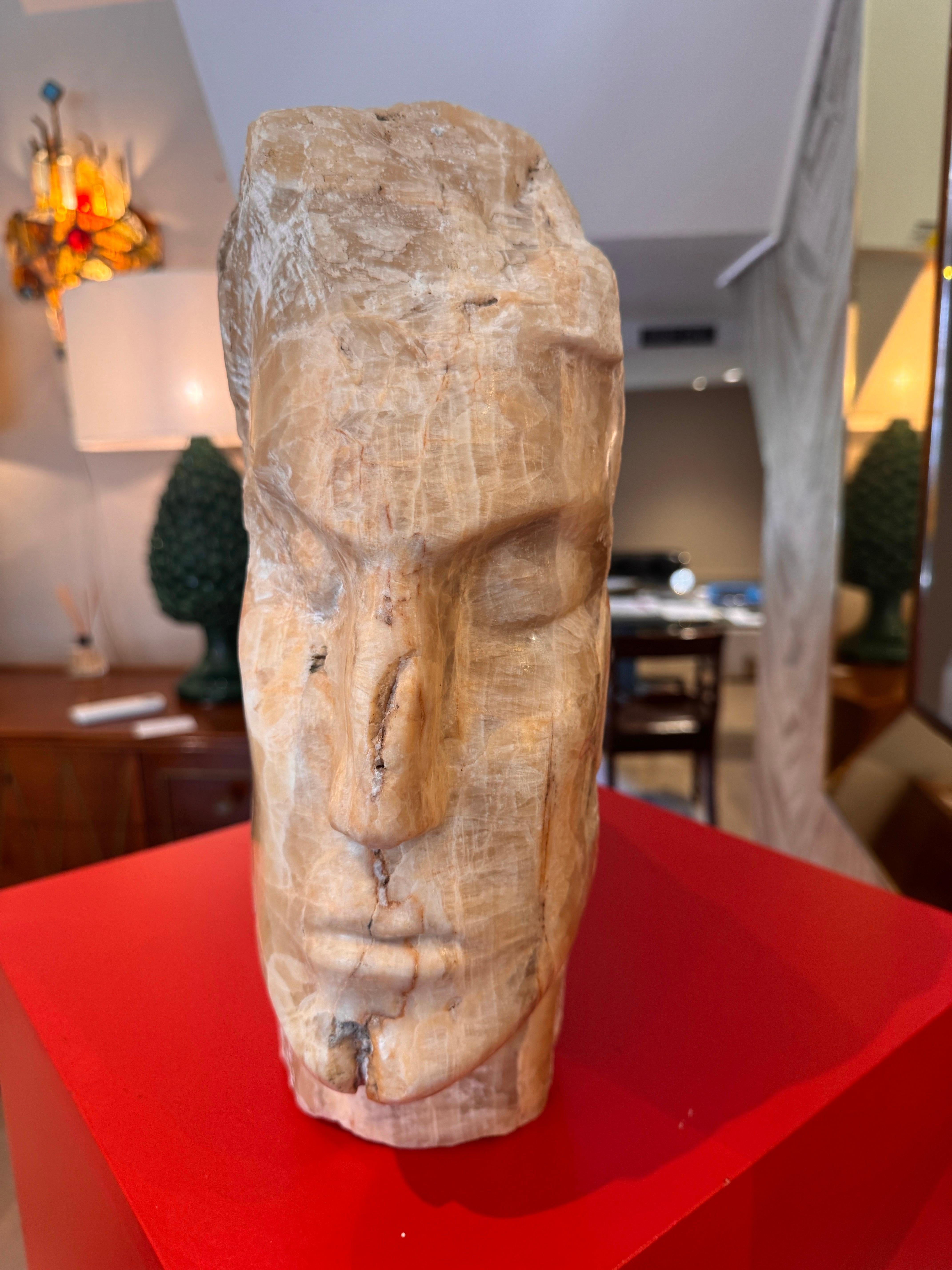 Mid-20th Century A large marble head sculpture in the style of Emily Young For Sale