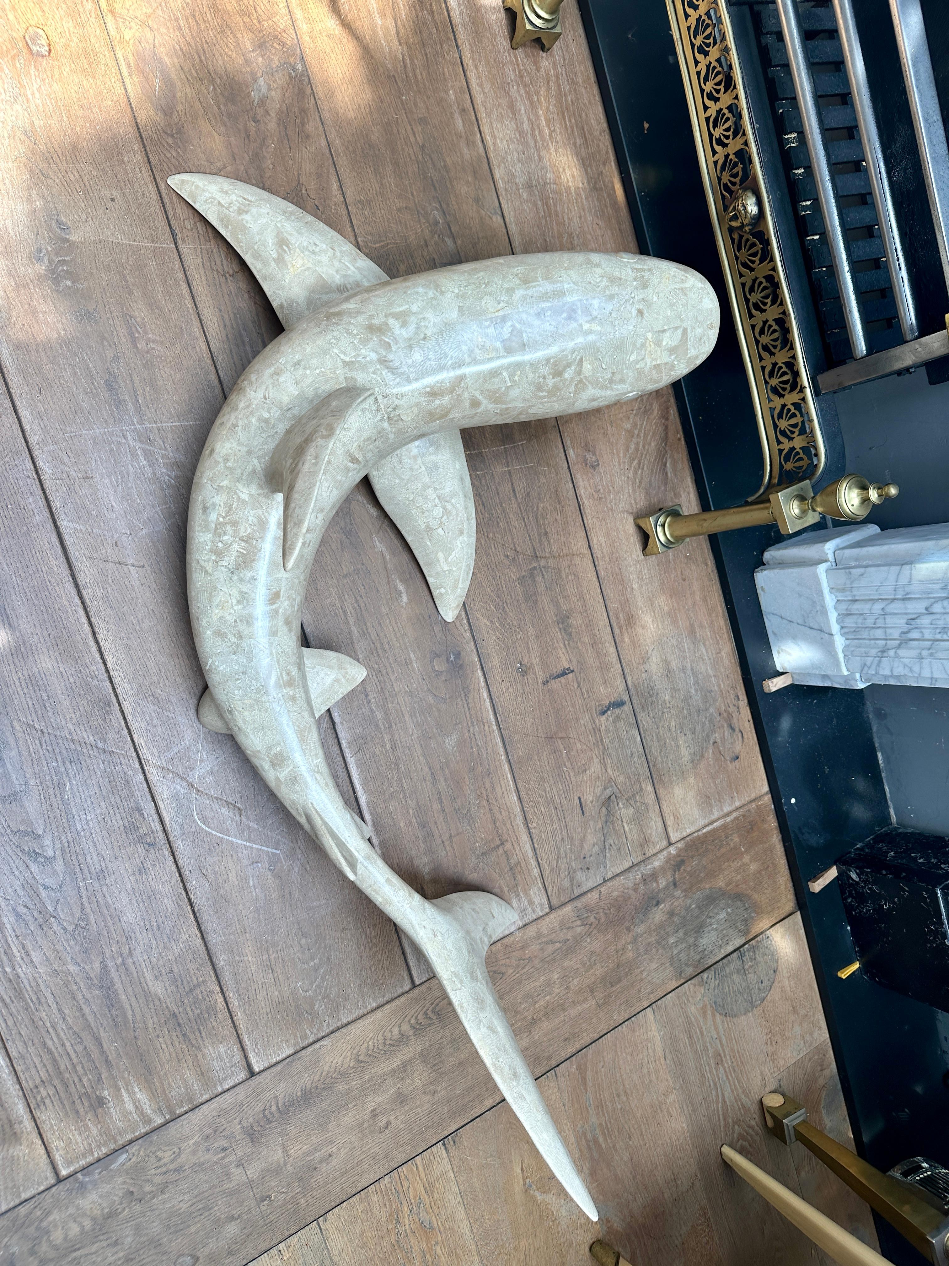 A Large Marble Shark Sculpture By Maitland Smith im Angebot 6
