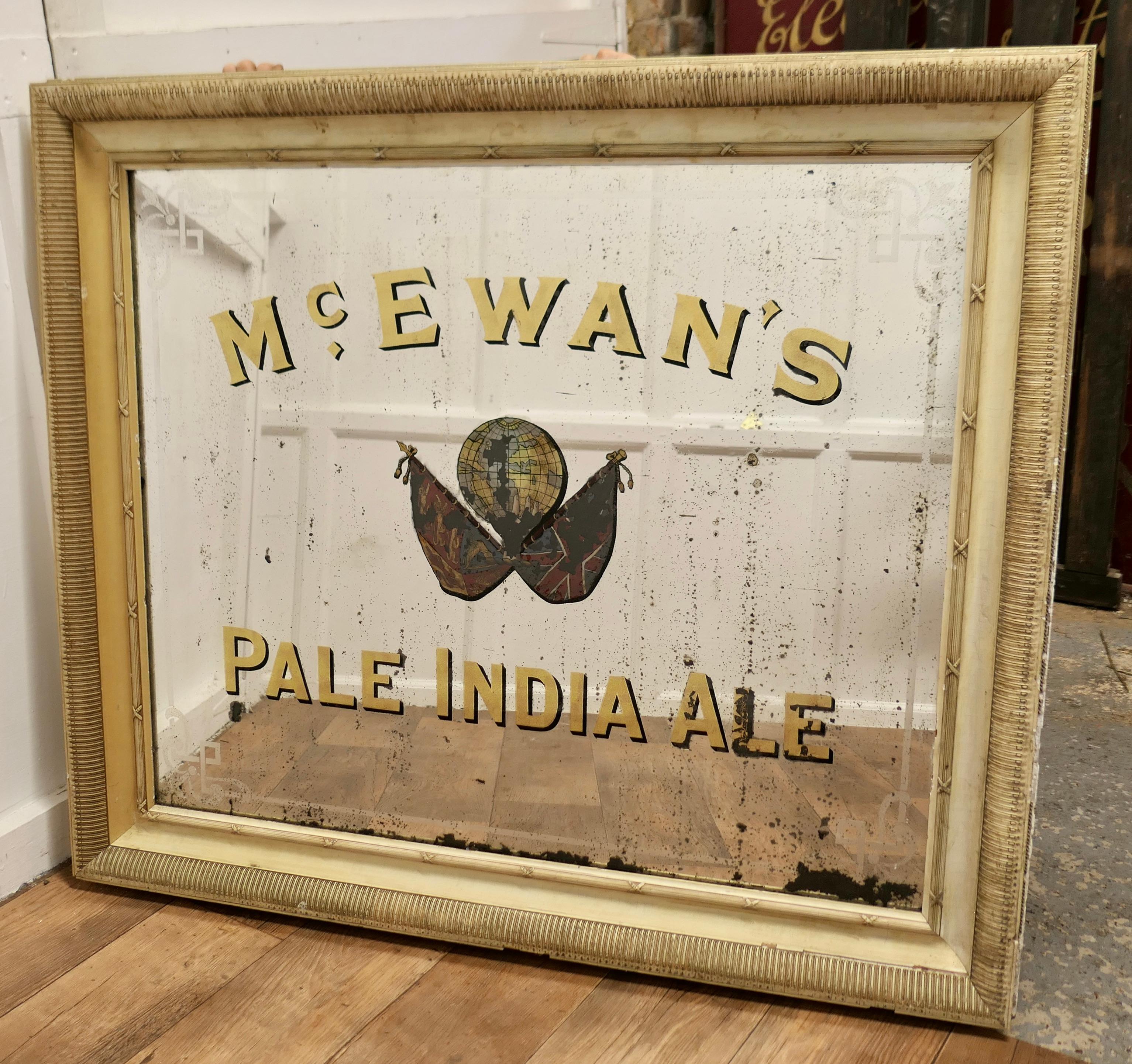 Ein großer McEwan's Pale India Ale Werbespiegel, Pub Sign Spiegel für McEwans  im Angebot 5