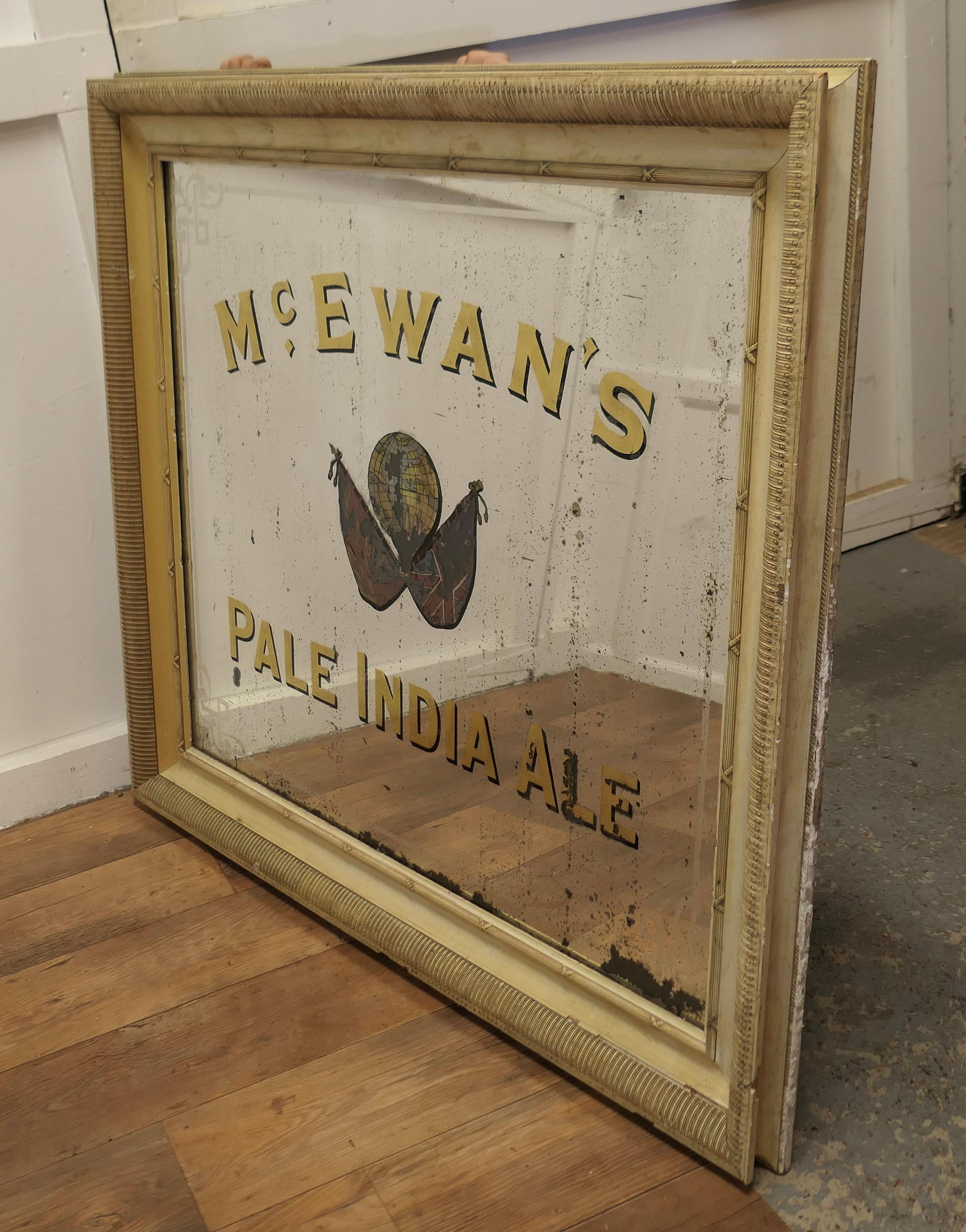 Grand miroir publicitaire pour la bière indienne McEwan's Pale, miroir d'enseigne de pub pour McEwans  en vente 3