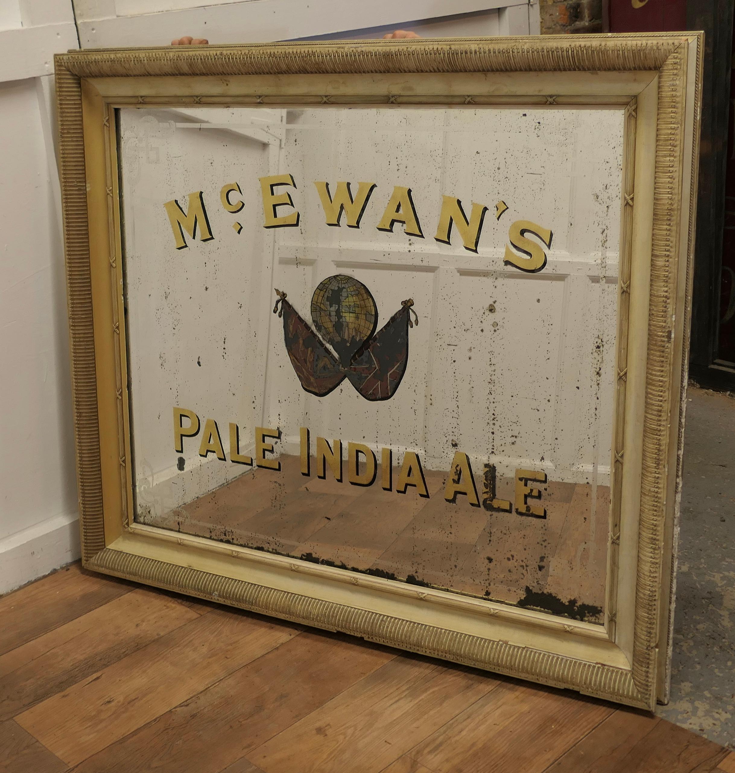 A Large McEwan’s Pale India Ale Advertising Mirror, Pub Sign Mirror for McEwans  For Sale 3