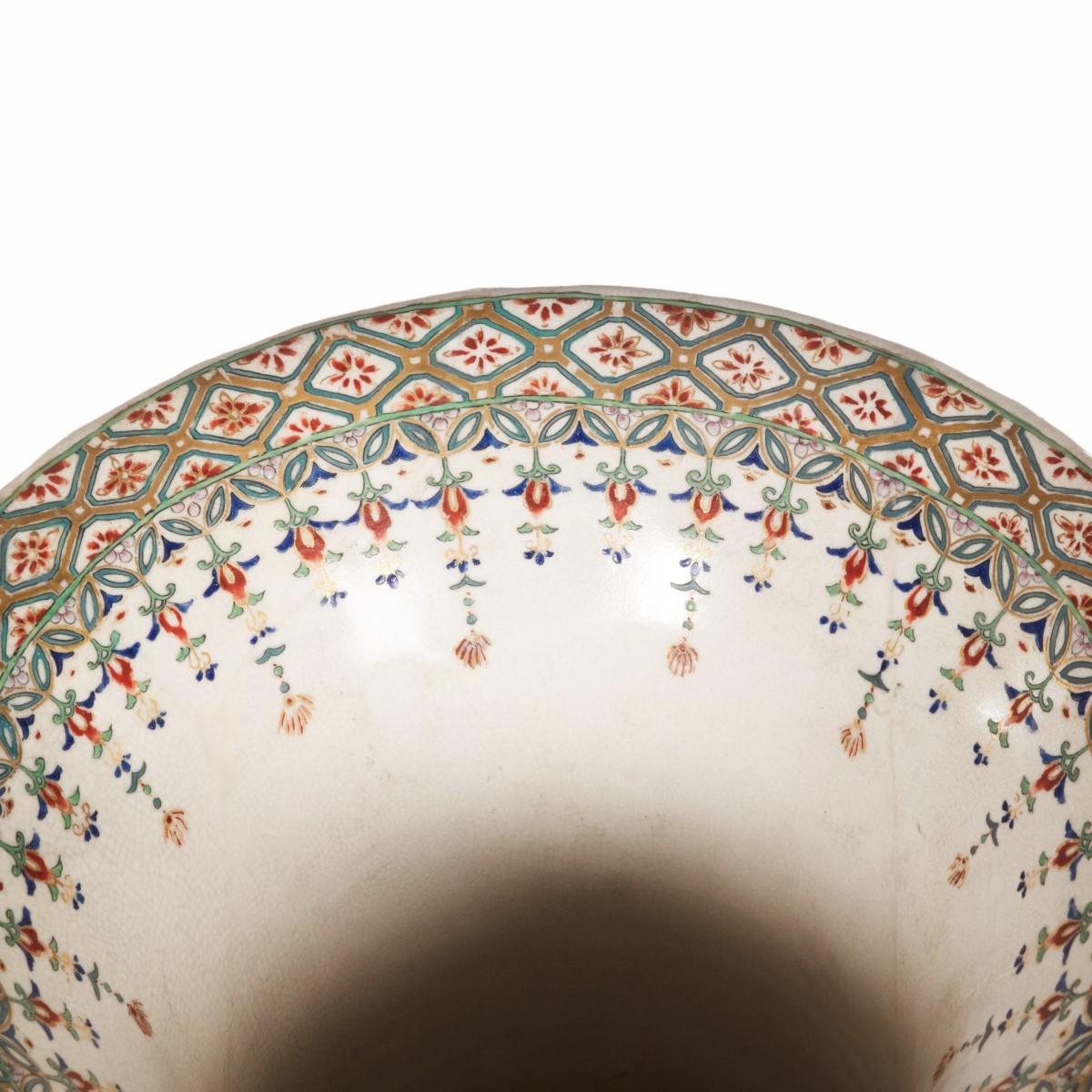Large Meiji Period Satsuma Earthenware Floor Vase For Sale 5