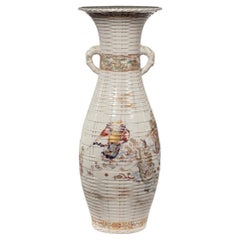 Large Meiji Period Satsuma Earthenware Floor Vase