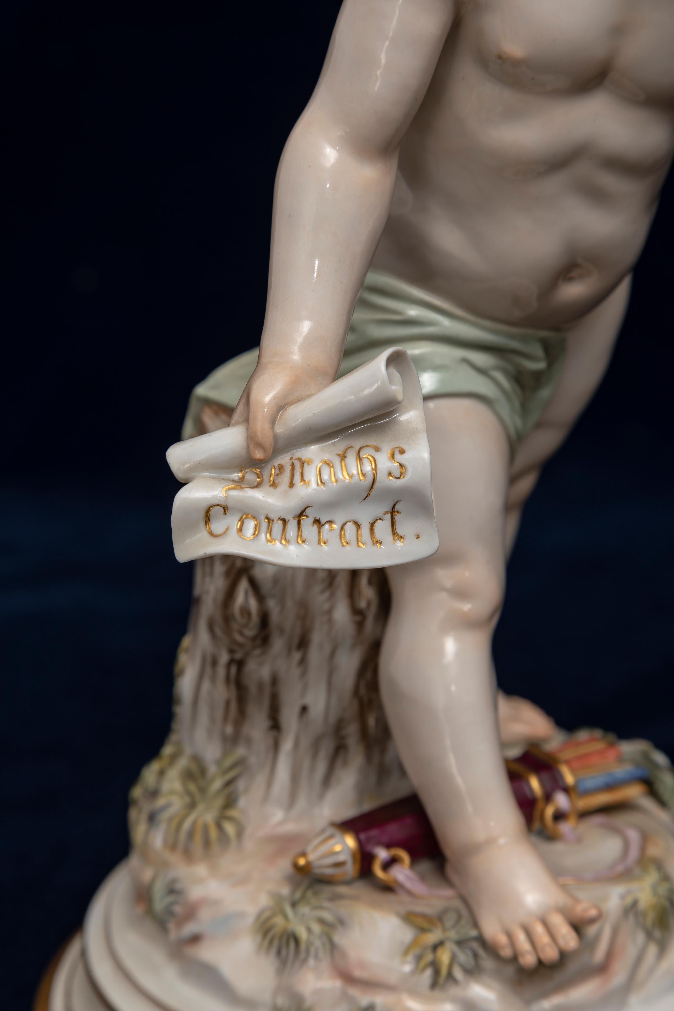Eine große Meissen Porcelain Devisenkinder Amor Figur 