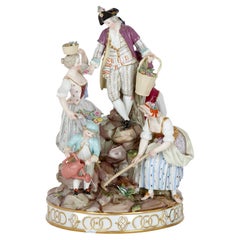 Grand groupe de jardiniers en porcelaine de Meissen, fin du 19ème siècle