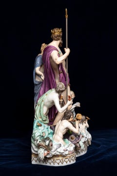A Large Meissen Porcelain Mythological Figure Centerpiece, *Neptune and Thetis*