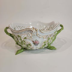 Large Meissen Porcelain Reticulated Basket Bowl, 18C.