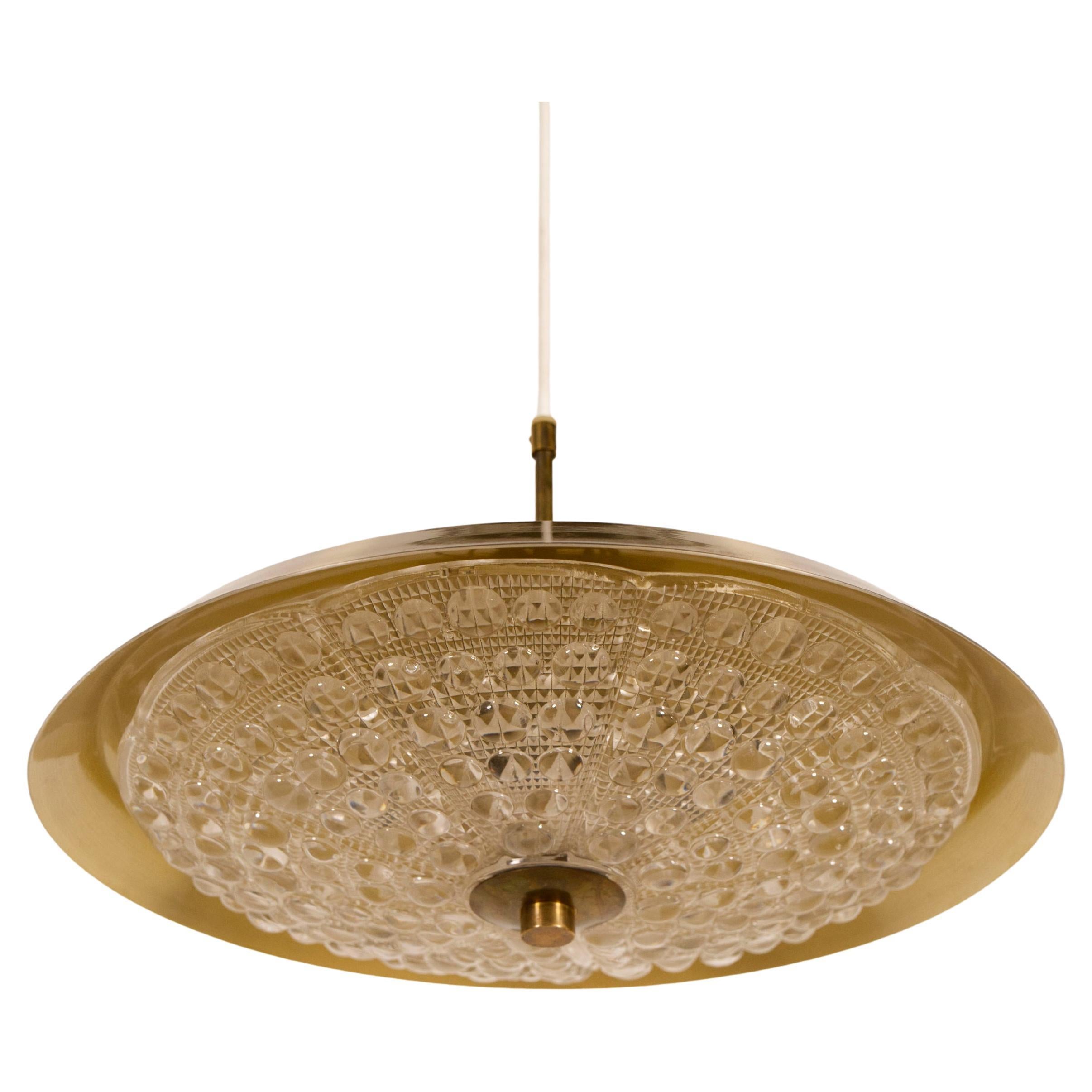 Grande lampe suspendue en métal et verre "Stella" par Carl Fagerlund pour Lyfa, années 1960 en vente